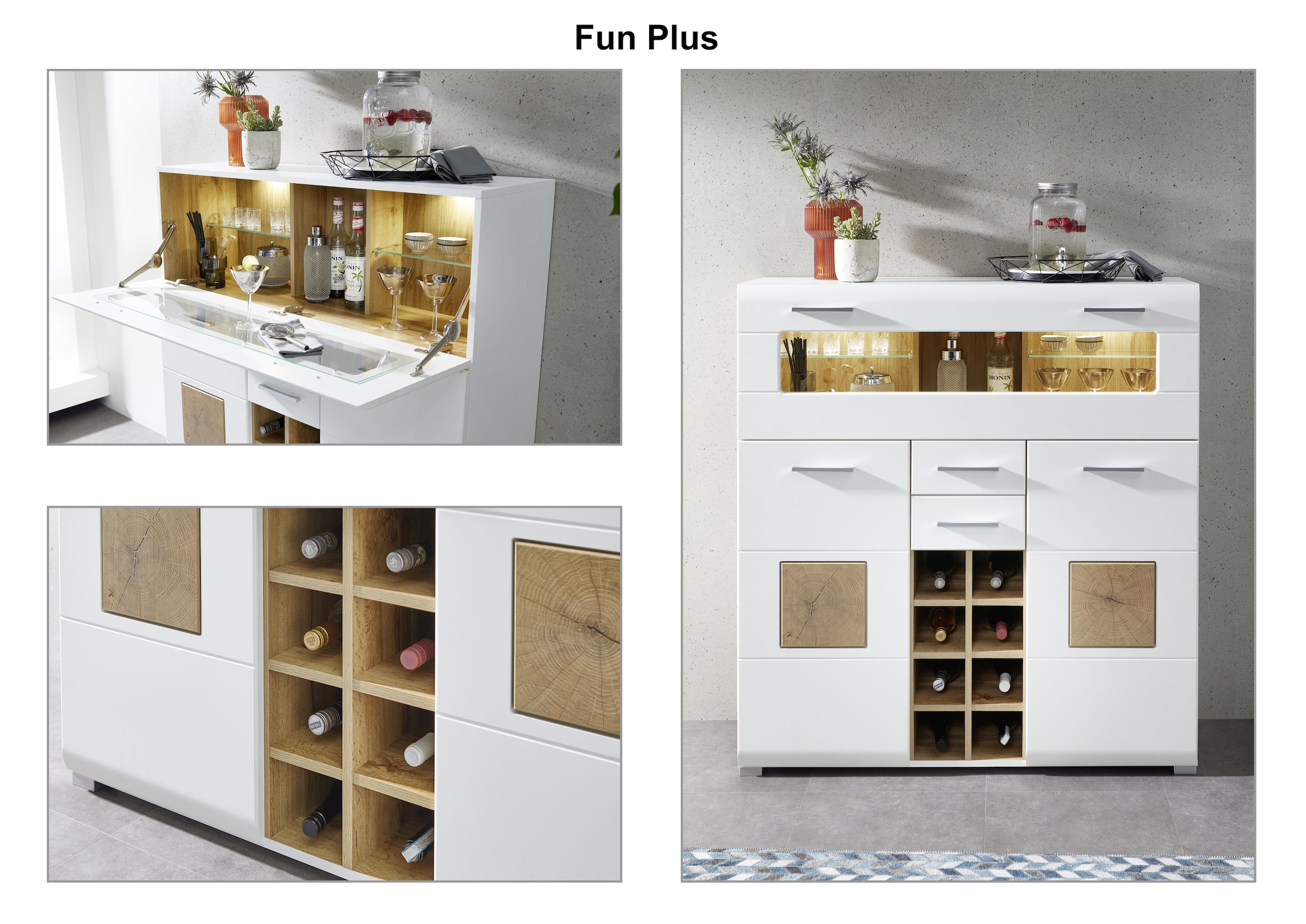 Innostyle Barschrank »FUN PLUS, TOPSELLER!«, (Barschrank), Maße: 120 x 129 x 37 cm (B/H/T), mit LED-Beleuchtung