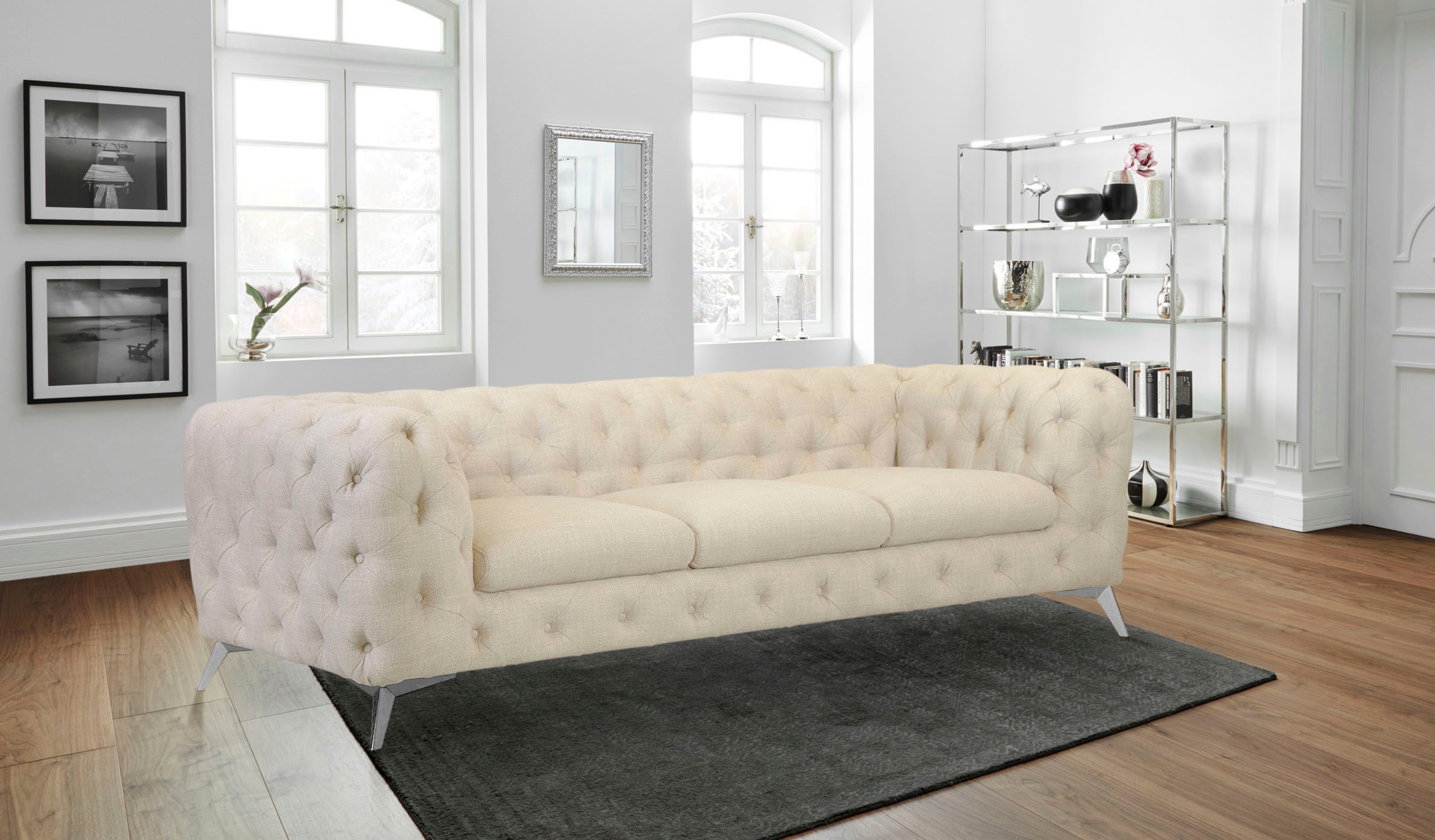 Home affaire Chesterfield-Sofa »Glynis« aufwändige Knopfheftung, moderne Chesterfield Optik, Fußfarbe wählbar