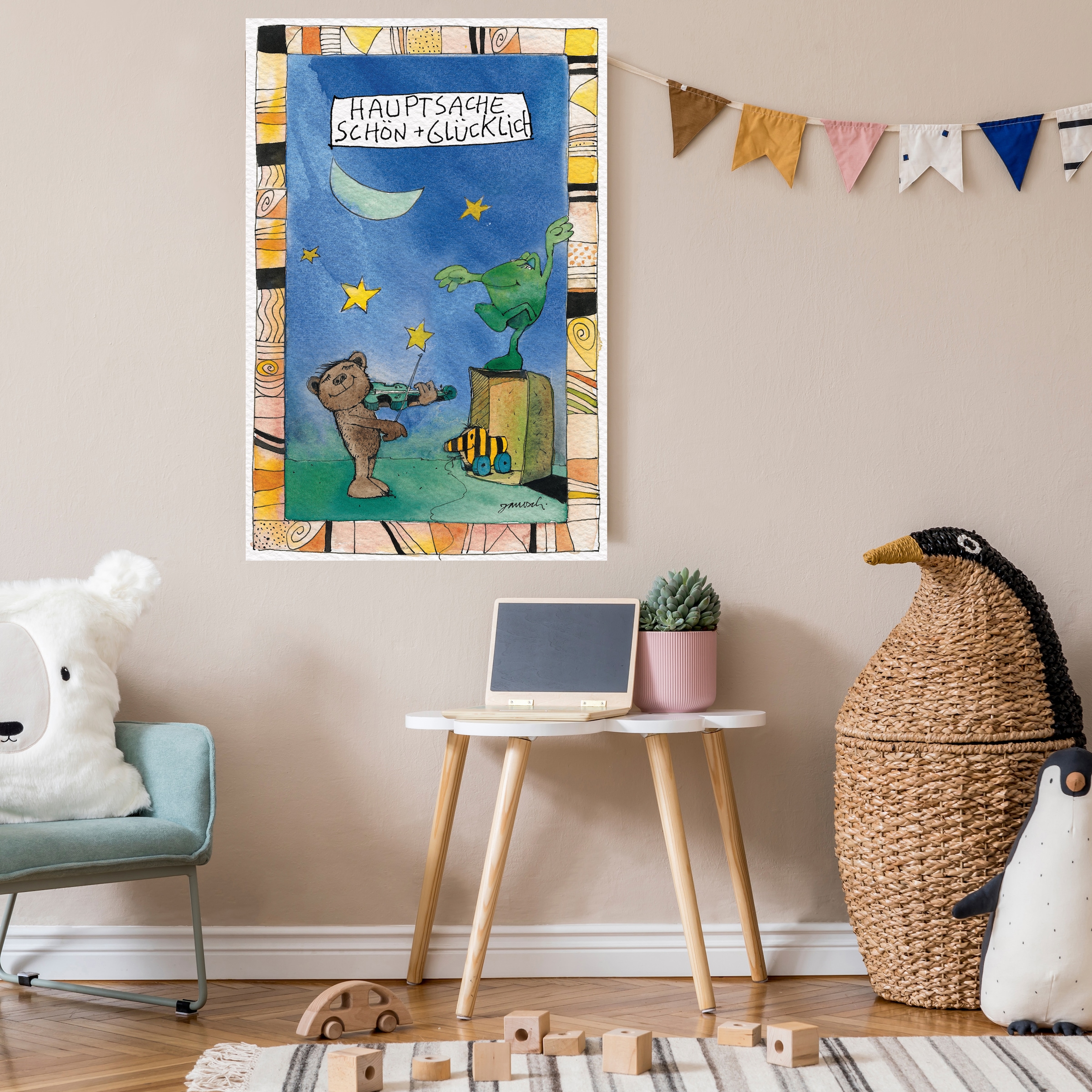 LuckyLinde Leinwandbild »Der kleine Bär - Hauptsache schön glücklich« 1 Stk günstig online kaufen