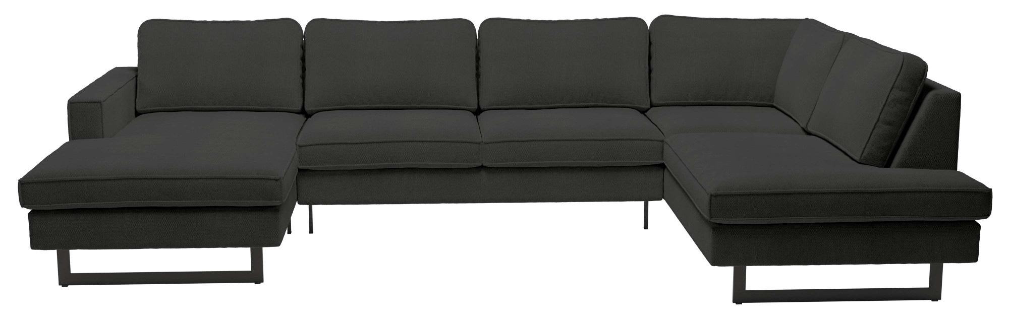 Places of Style Wohnlandschaft »Pinto, 350 cm, U-Form, XXL, mit Ottomanen«, Cord, Chenille, Lederoptik, mit Keder, Metallfüße, Wellenunterfederung