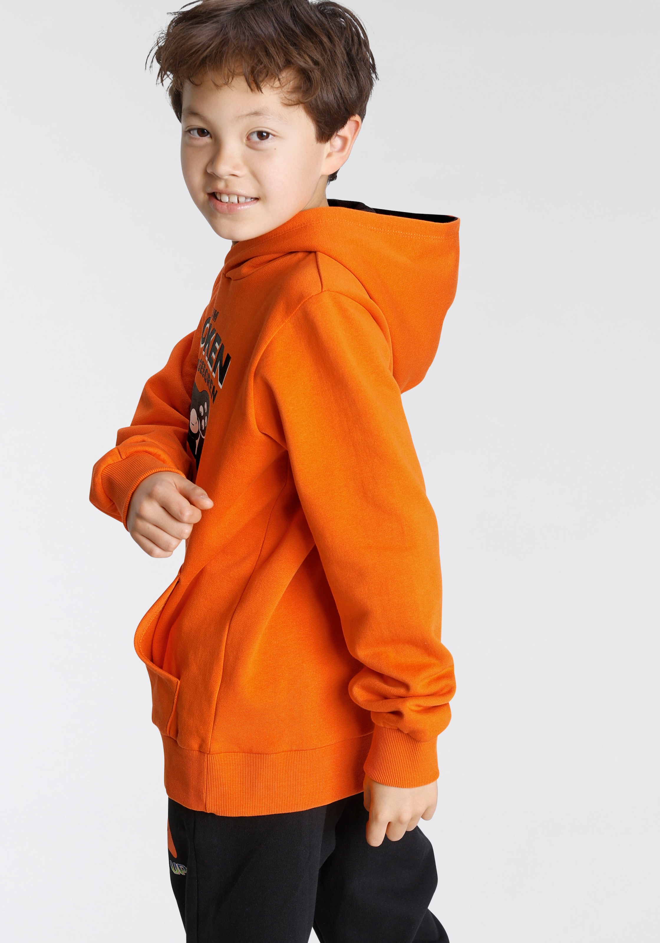 KIDSWORLD Kapuzensweatshirt »FÜR ZOCKER«, Langarm, mit Rippbündchen, bedruckt, Rundhalsausschnitt