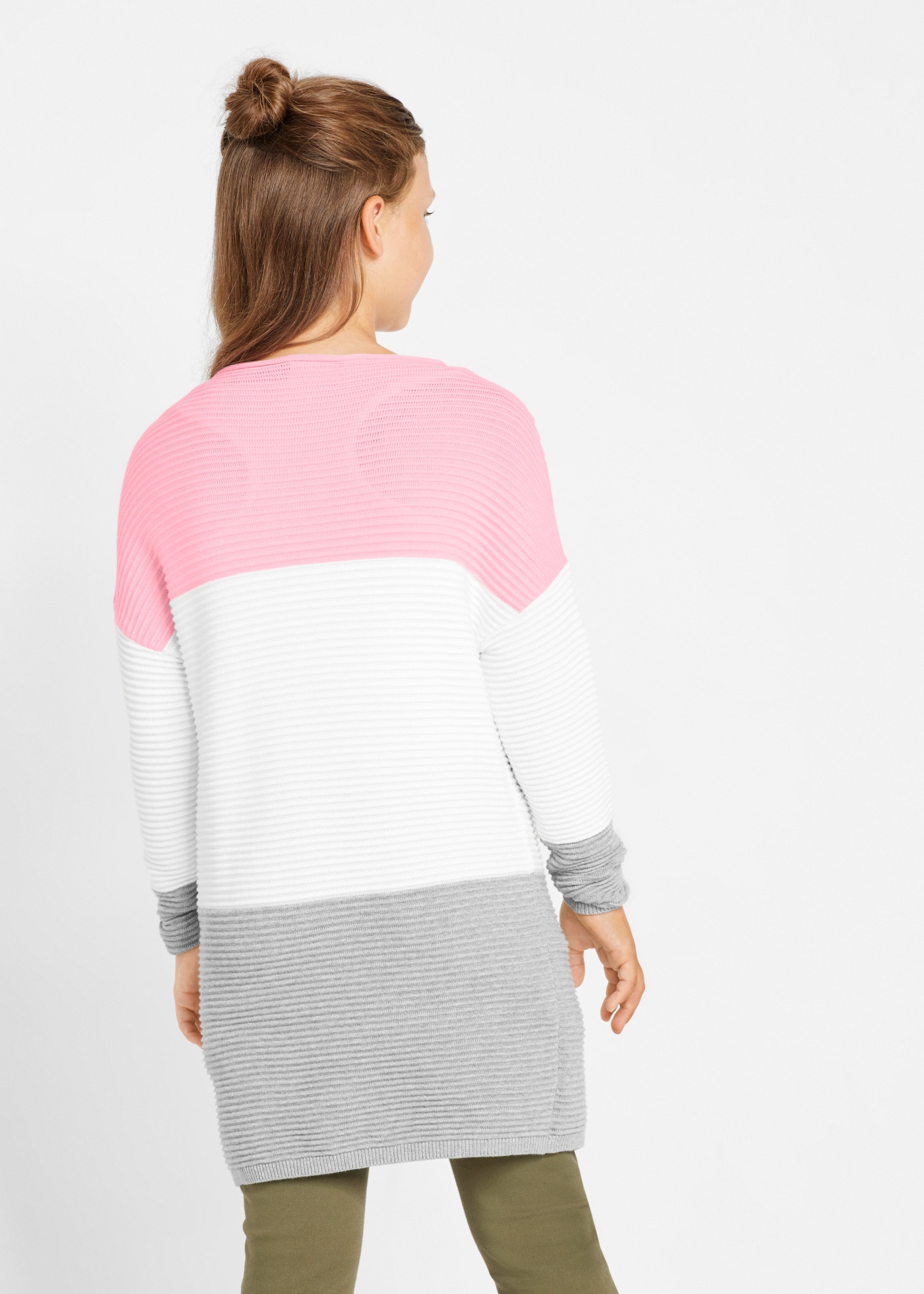 bonprix Longpullover für Mädchen, mit Blockstreifen, Regular Fit