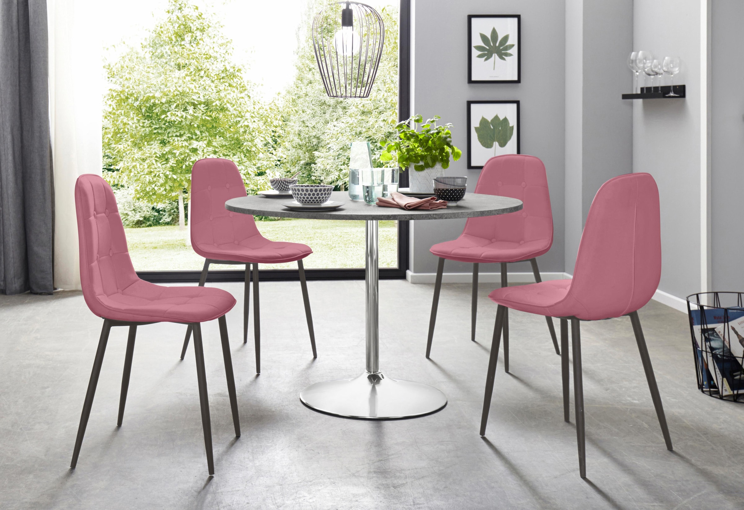 INOSIGN Essgruppe Set, 5 Stk. tlg. mit rundem Tisch im Zement-Optik günstig online kaufen