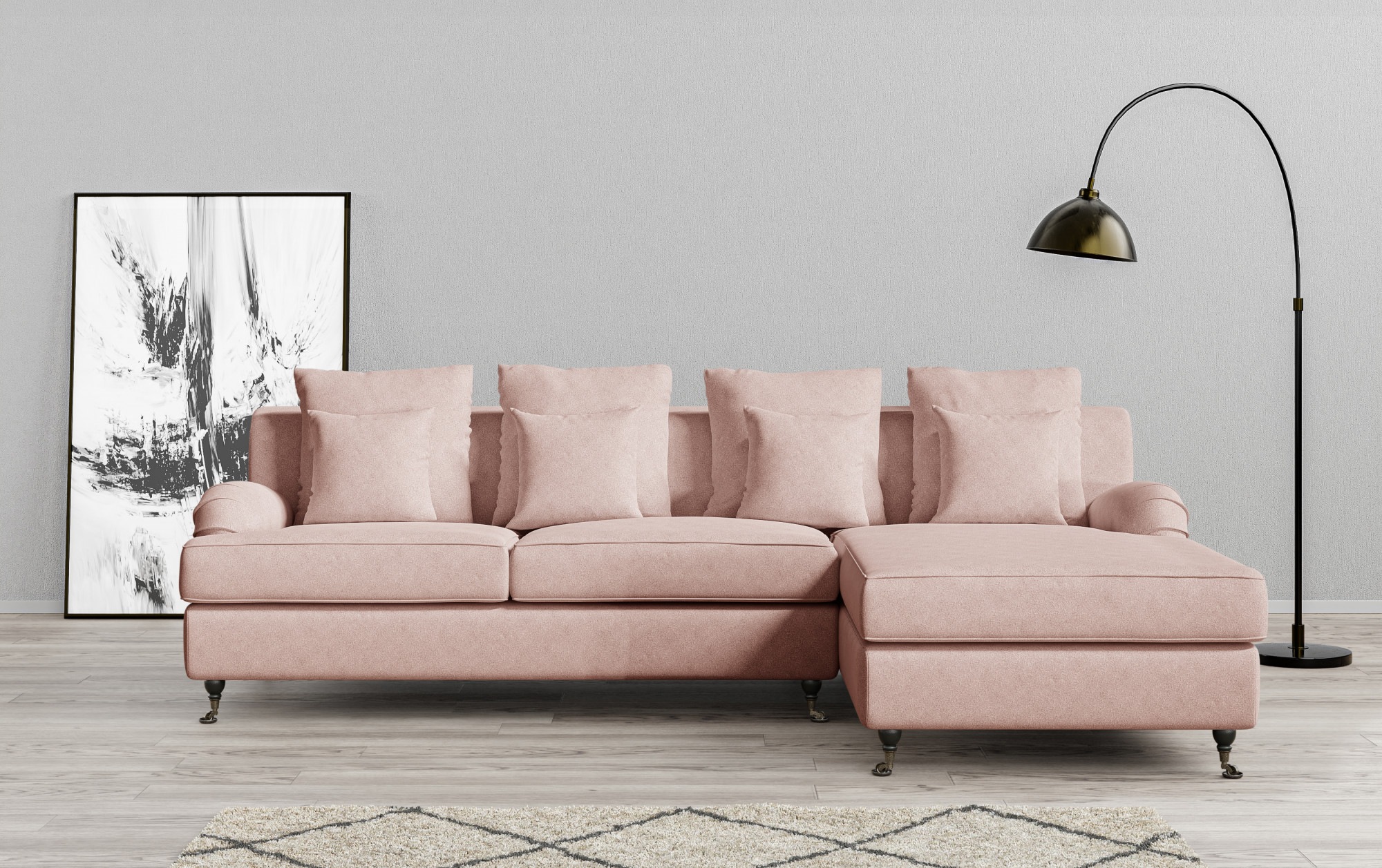 Guido Maria Kretschmer Home&Living Ecksofa »NORIN L-Form«, zwei Fußarten: vorne - Rollen, hinten - Holzfüße