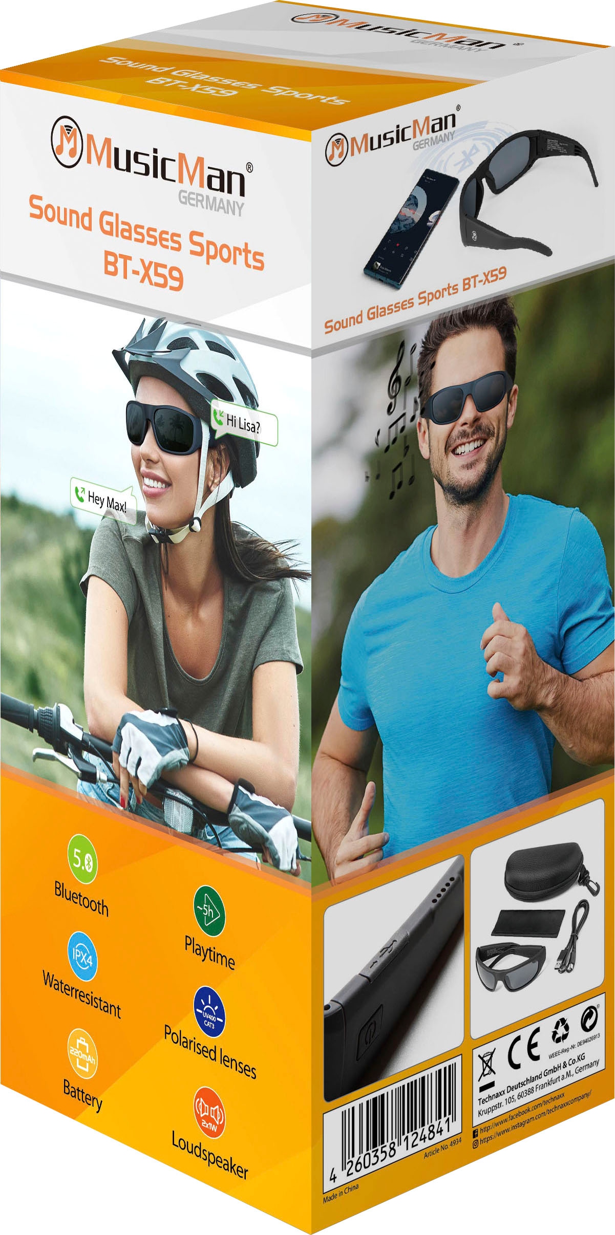 Technaxx Bluetooth-Soundbrille »Sound Glasses Sports BT-X59«, Bluetooth