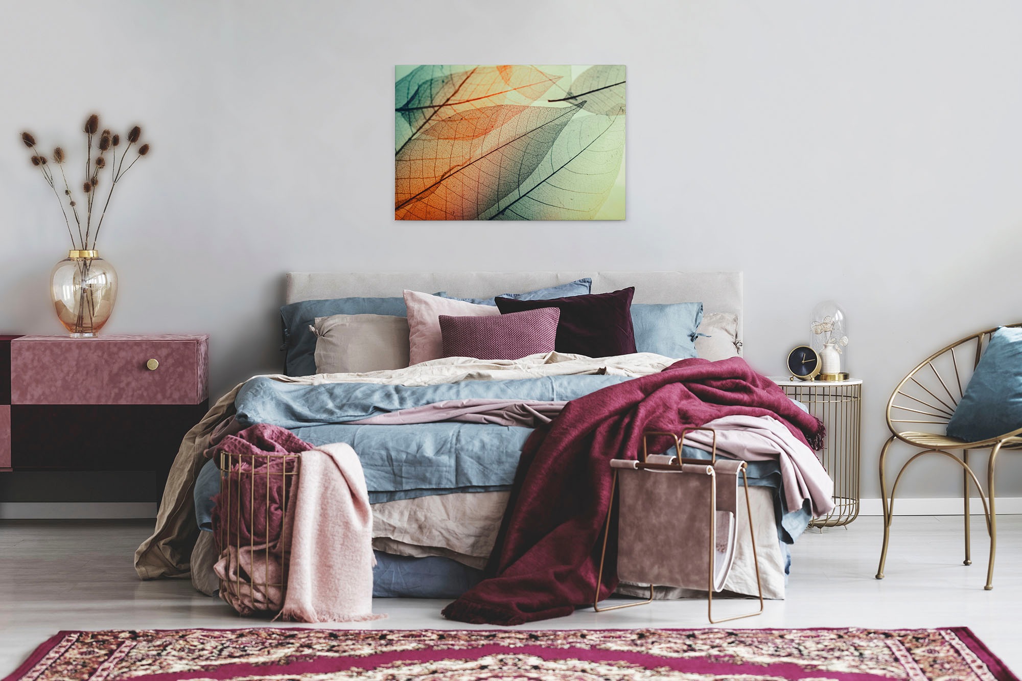 A.S. Création Leinwandbild »Limpid Leaf«, Kunst-Natur-Kinder, (1 St.), Keilrahmen Moderne Blätter Bunt Leinwand-Bild Wohnzimmer modern Kinder