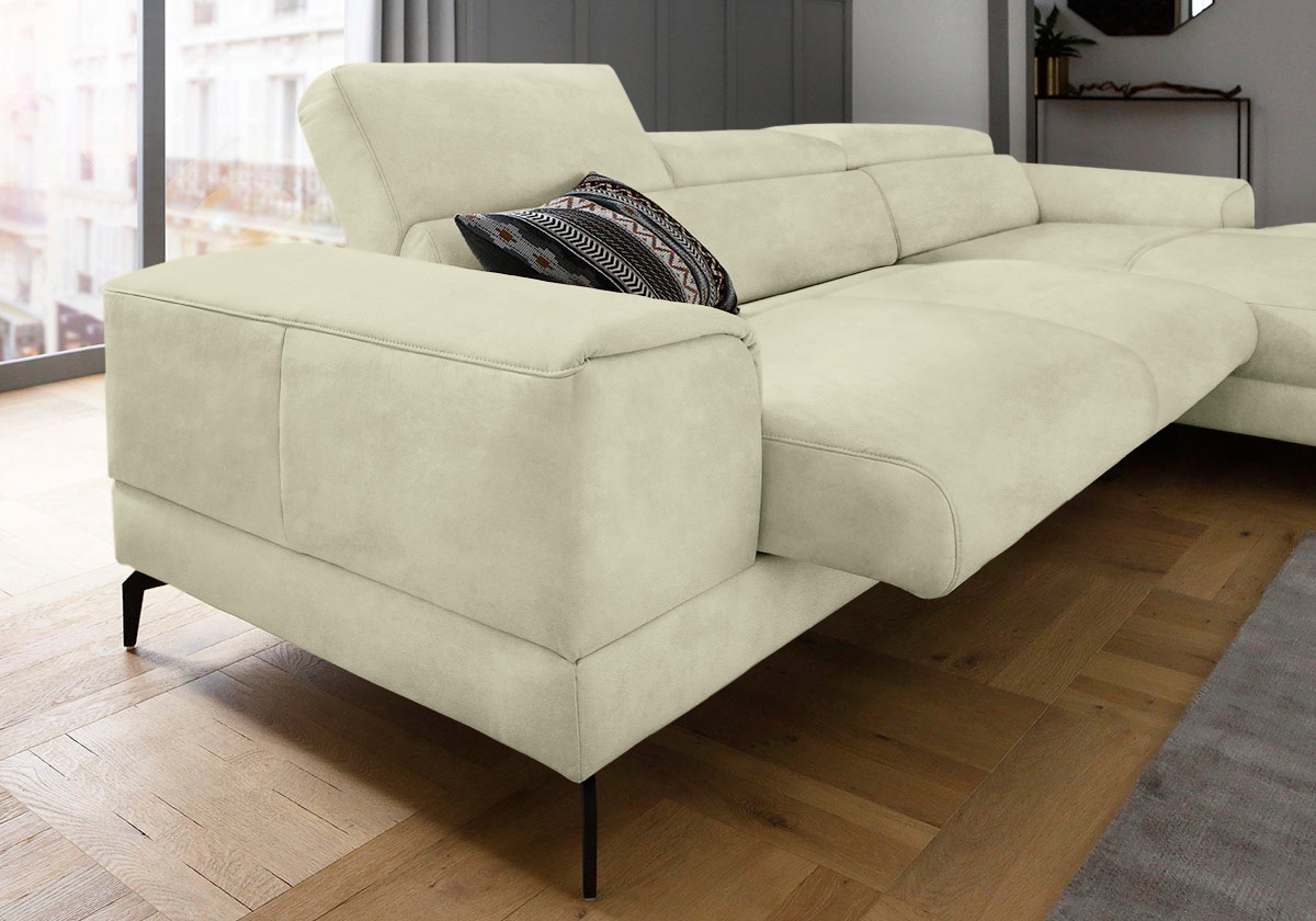 W.SCHILLIG Ecksofa »piedroo, Designsofa mit tollem Sitzkomfort, L-Form«, Kopfteilverstellung, wahlweise mit Sitztiefenverstellung, Breite 303cm