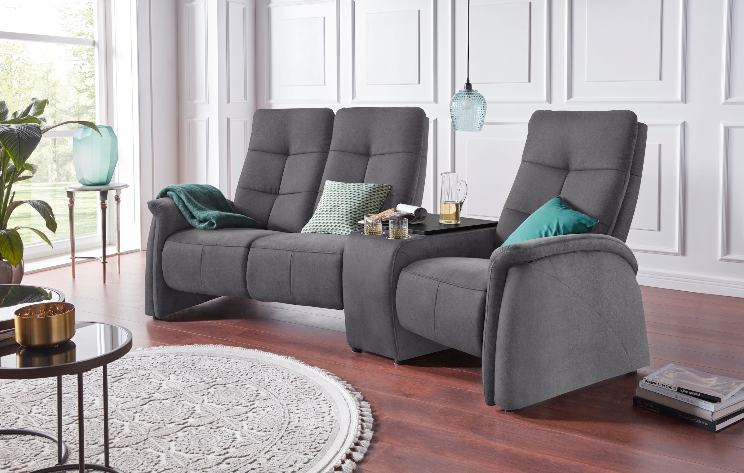exxpo - sofa fashion 3-Sitzer »Tivoli, Kinosofa mit Relaxfunktion, mit Ablagetisch und Stauraum« bequem und komfortabel, hohe Rückenlehne
