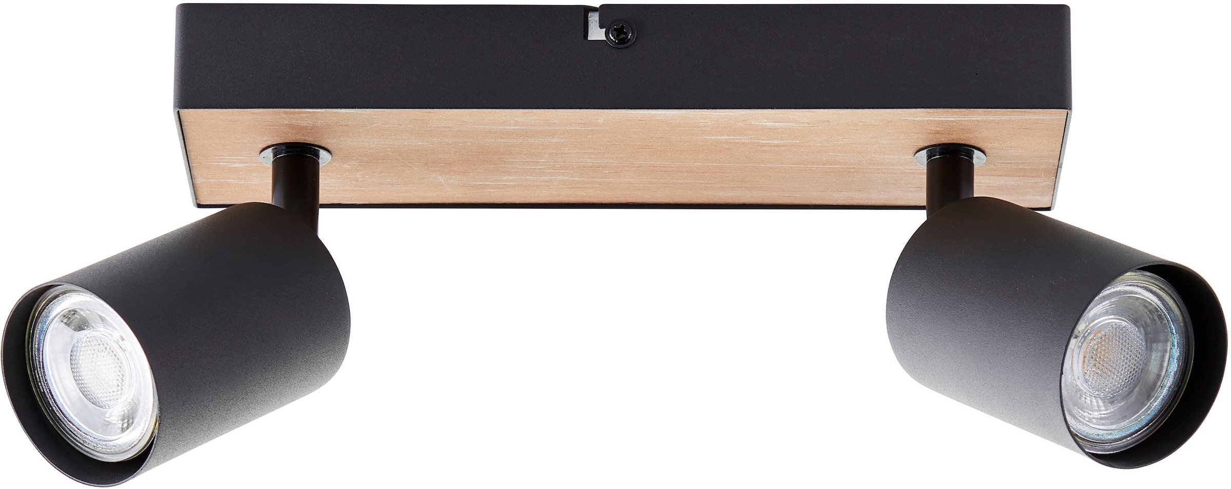 Brilliant Deckenstrahler »Jello Wood«, 2 flammig, Leuchtmittel GU10 | LED wechselbar, Spotbalken schwenkbar, 15x24x8 cm, GU10, 345lm, 3000K, Metall/Holz