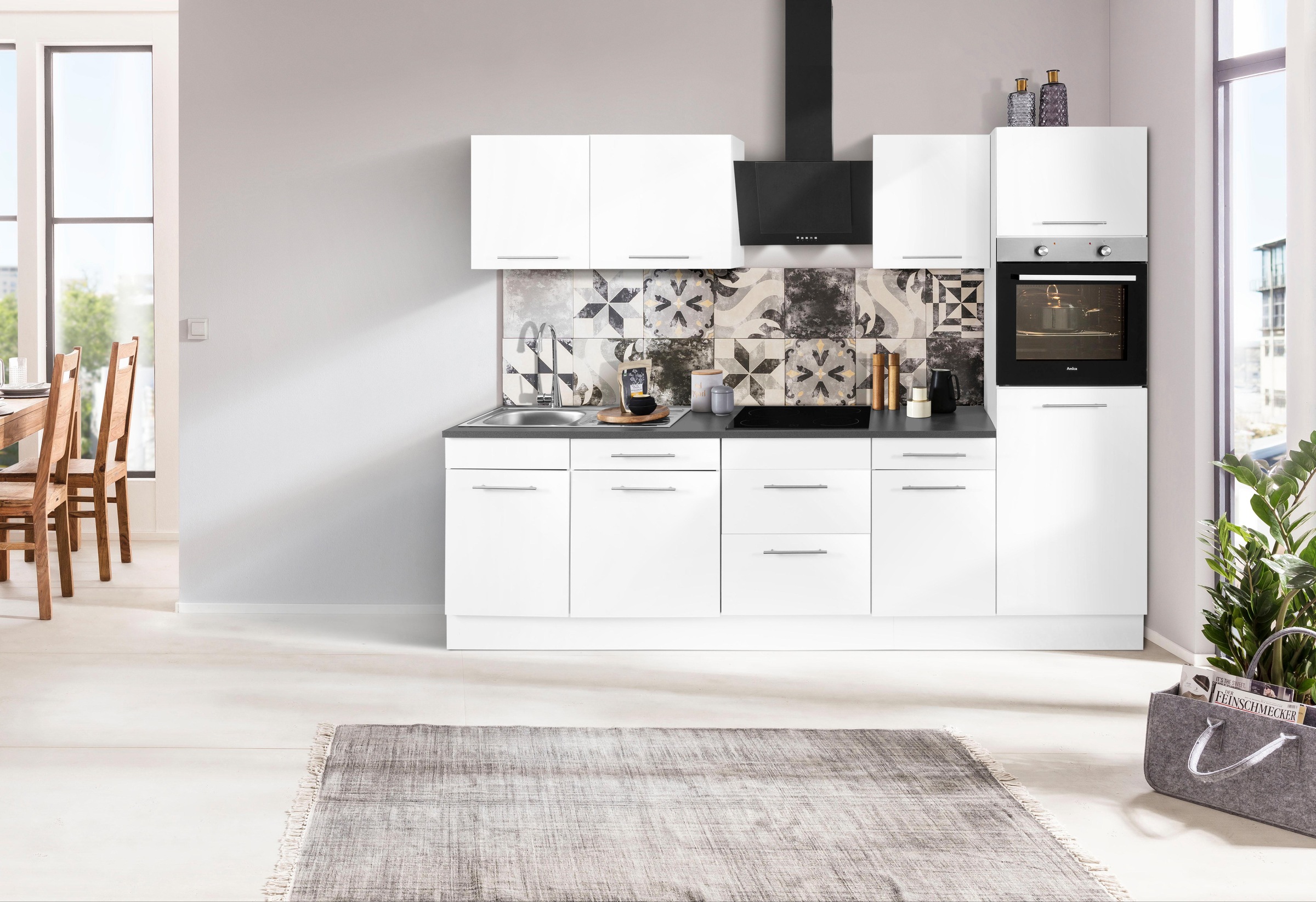 wiho Küchen Küchenzeile »Ela«, Breite 280 cm, Soft-Close-Funktion, höhenverstellbare Füße