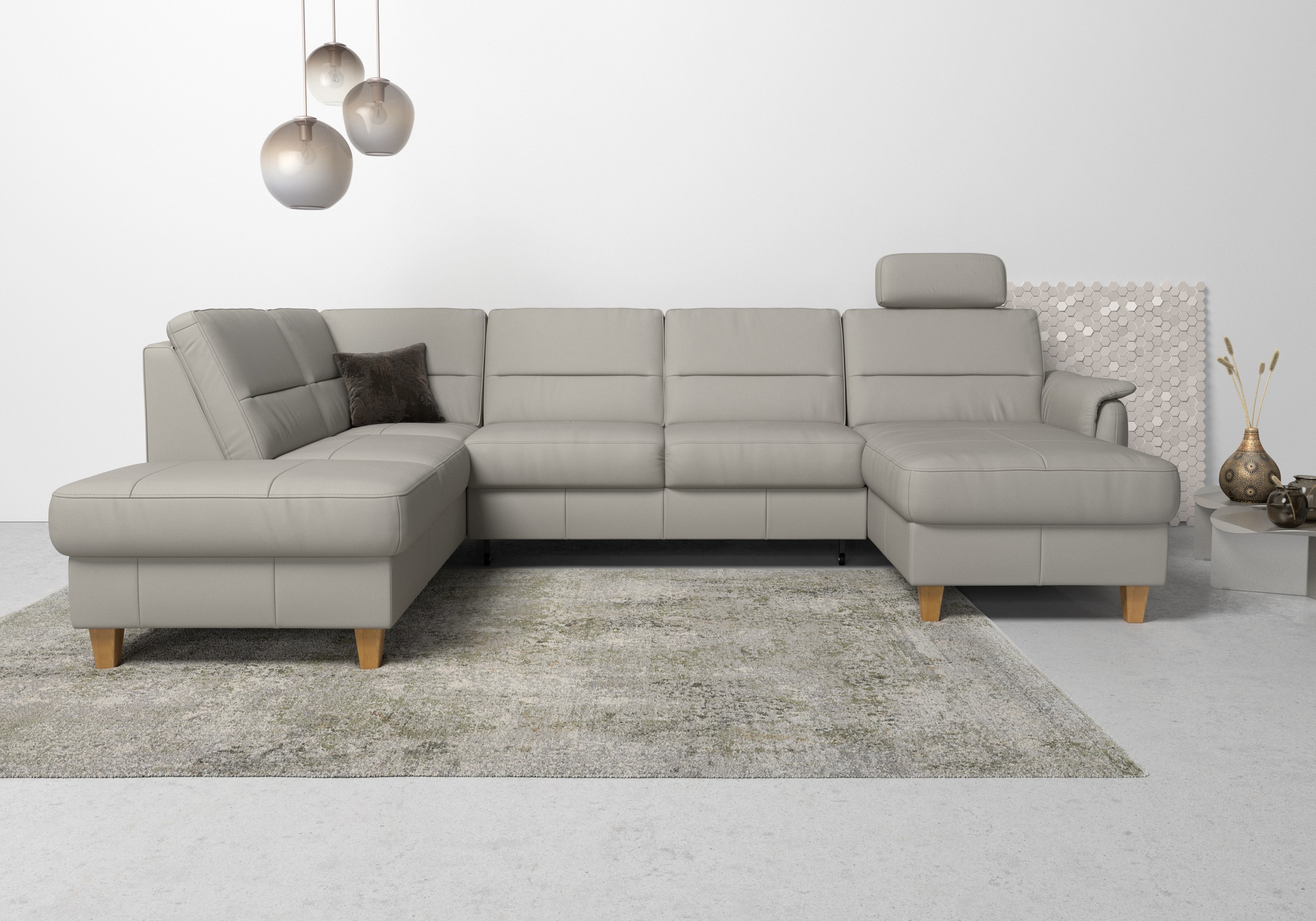 Home affaire Wohnlandschaft »Palmera U-Form«, Federkern, wahlweise mit Bettfunktion und mit/ohne Stauraum