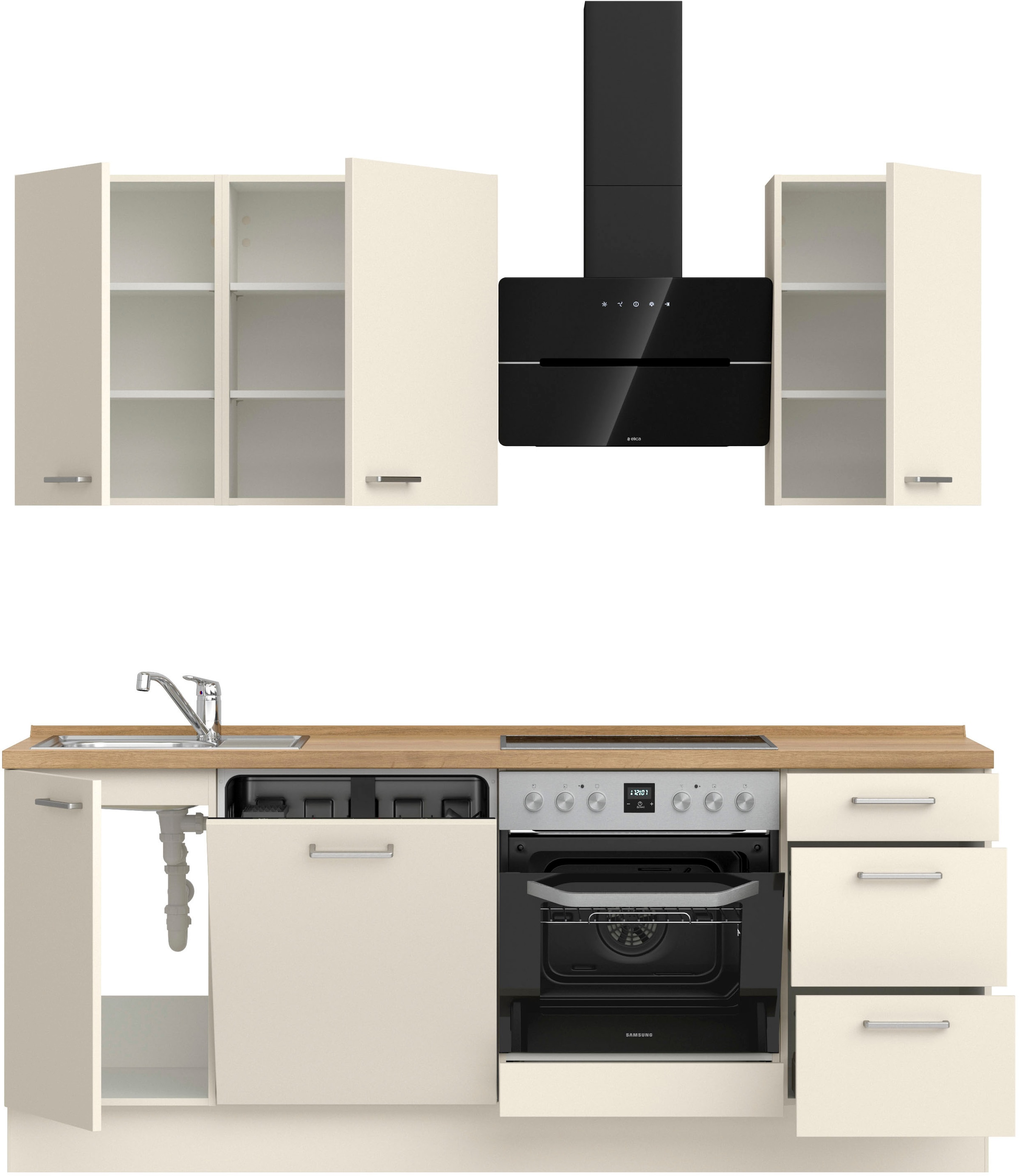 nobilia® Küchenzeile »"Touch II"«, vormontiert, Ausrichtung wählbar, Breite 210 cm, wahlw. mit E-Geräten