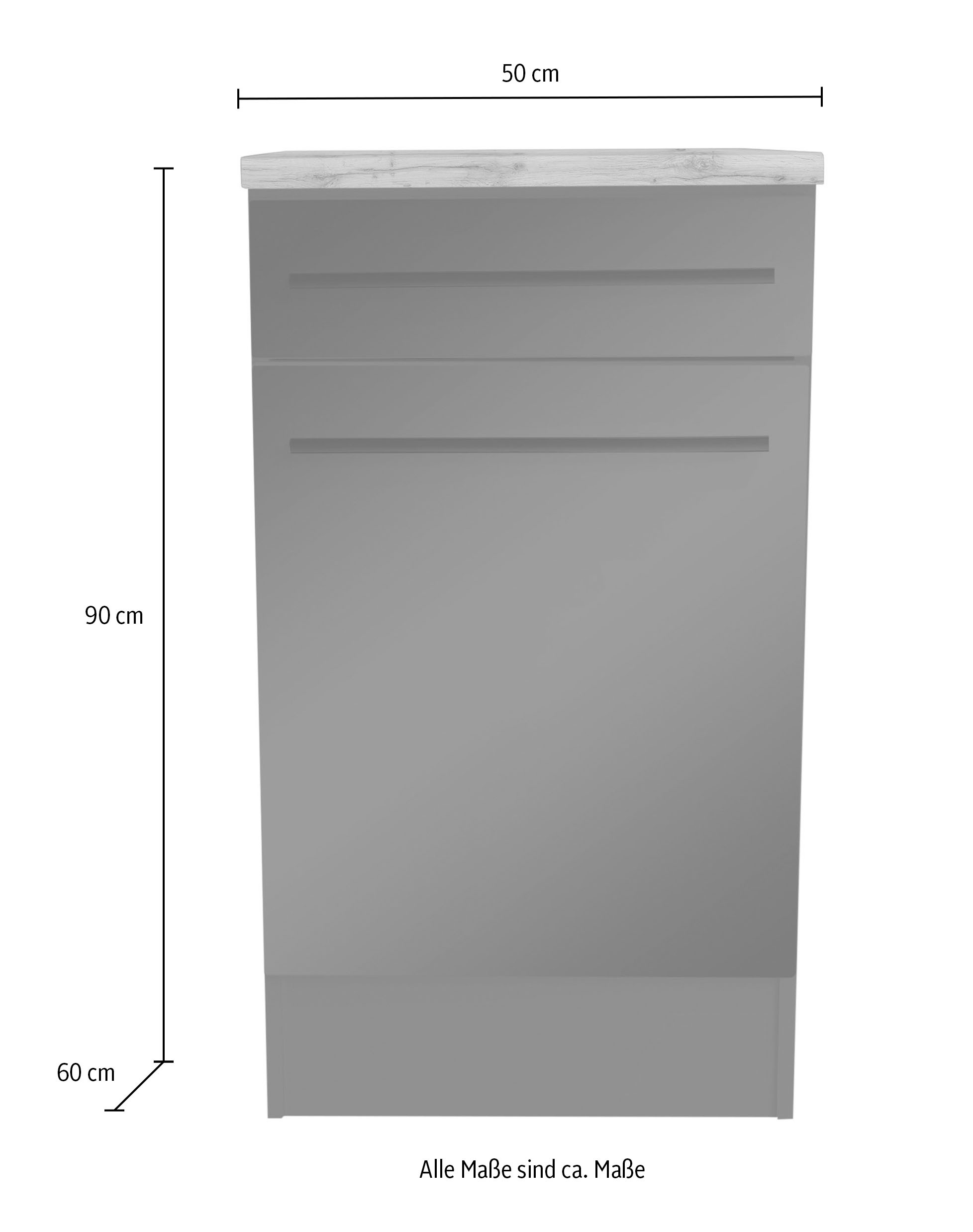 BASIC by Balculina Unterschrank »Jazz 50er Unterschrank, Küchenschrank BxHxT 50x90x60 cm« 1 Stk. tlg. Unterschrank mit 1 Tür , 1 Schubkasten und 1 Einlegeboden