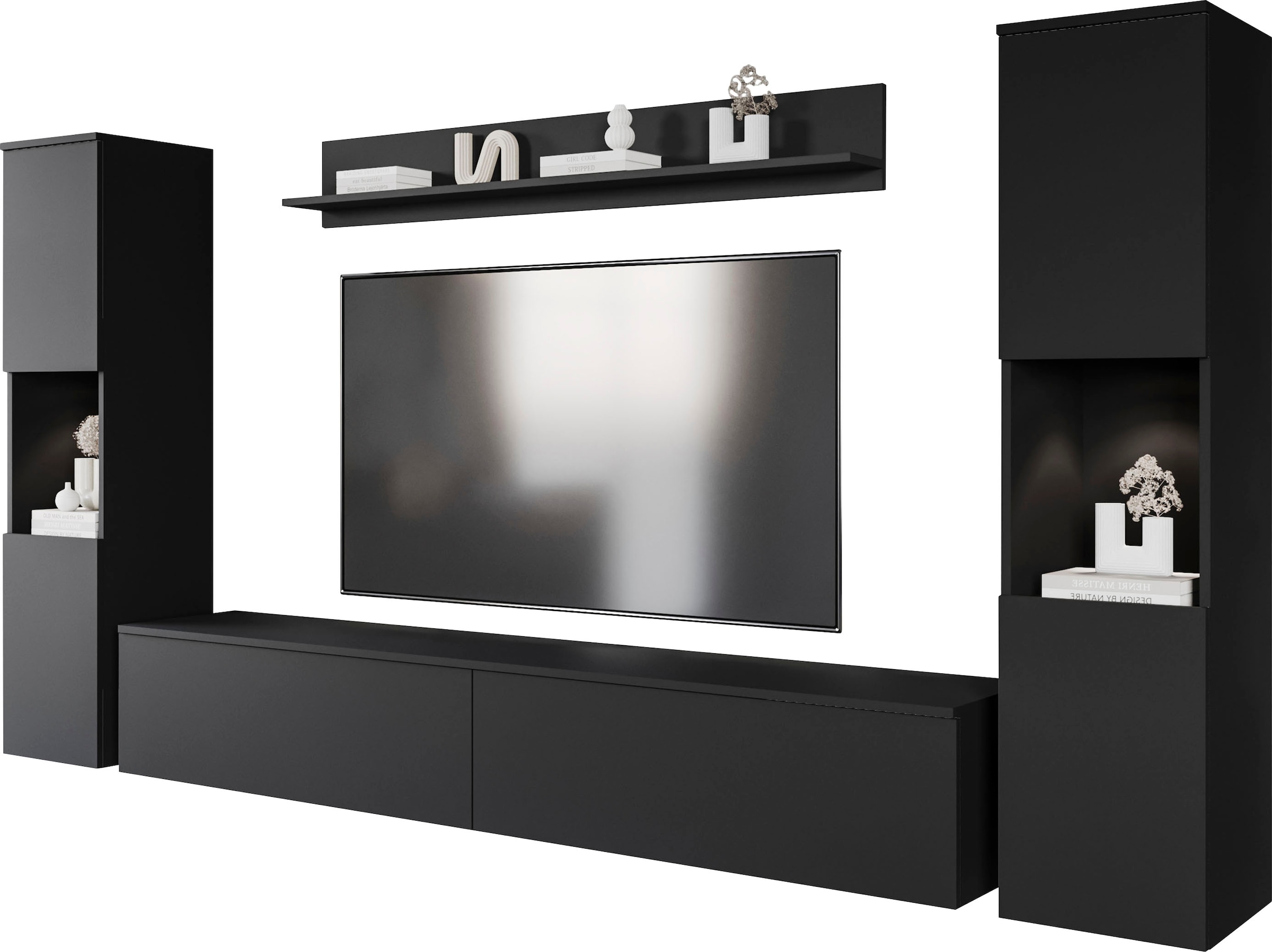INOSIGN Wohnwand »PARIS, Vitrine Türanschlag links/rechts wechselbar«, (Kom günstig online kaufen