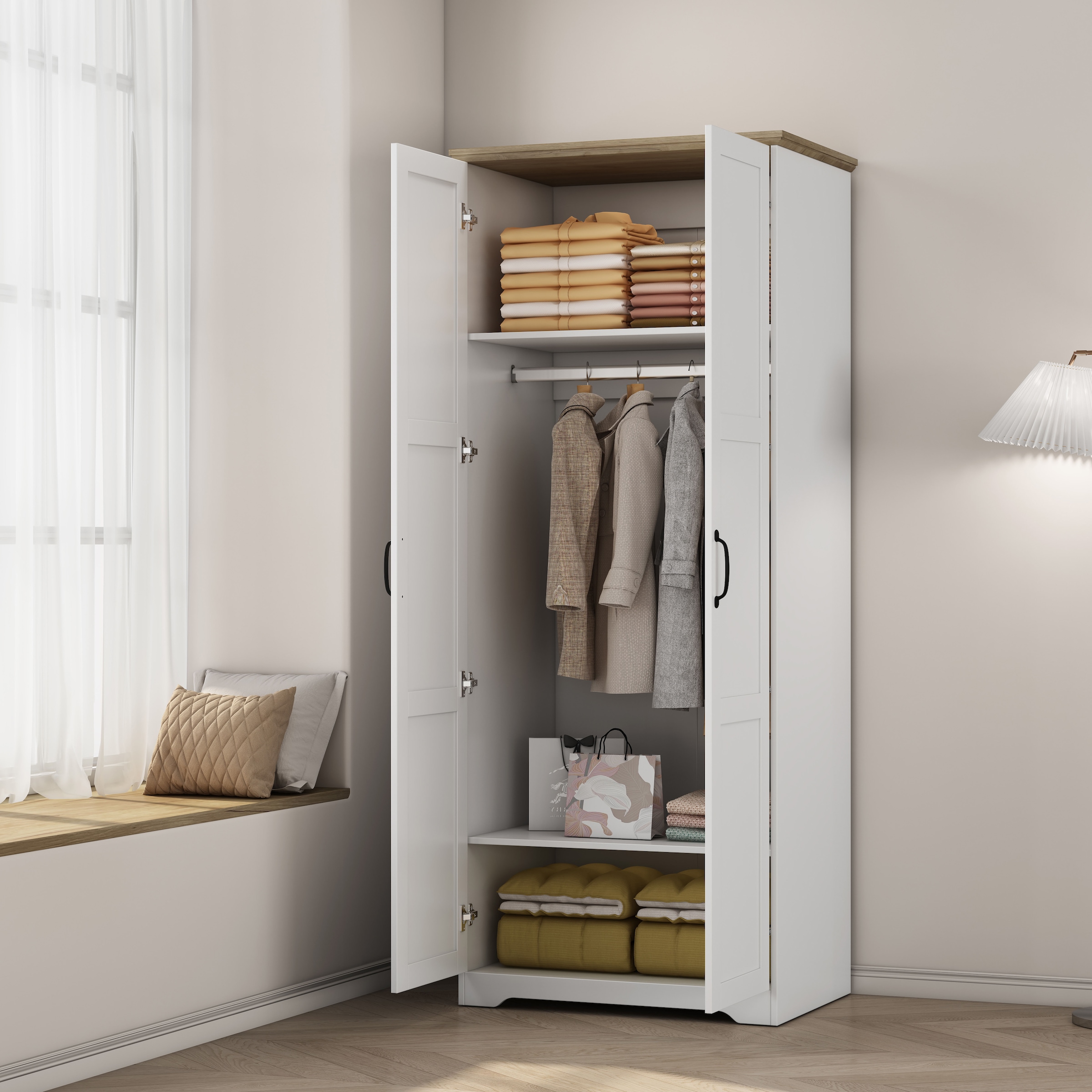 OTTO home Kleiderschrank »Emmilia Schrank Schlafzimmerschrank im Landhaus Design« Landhaus Schrank mit  2 Türen in Breite 82,7cm, Höhe 2m