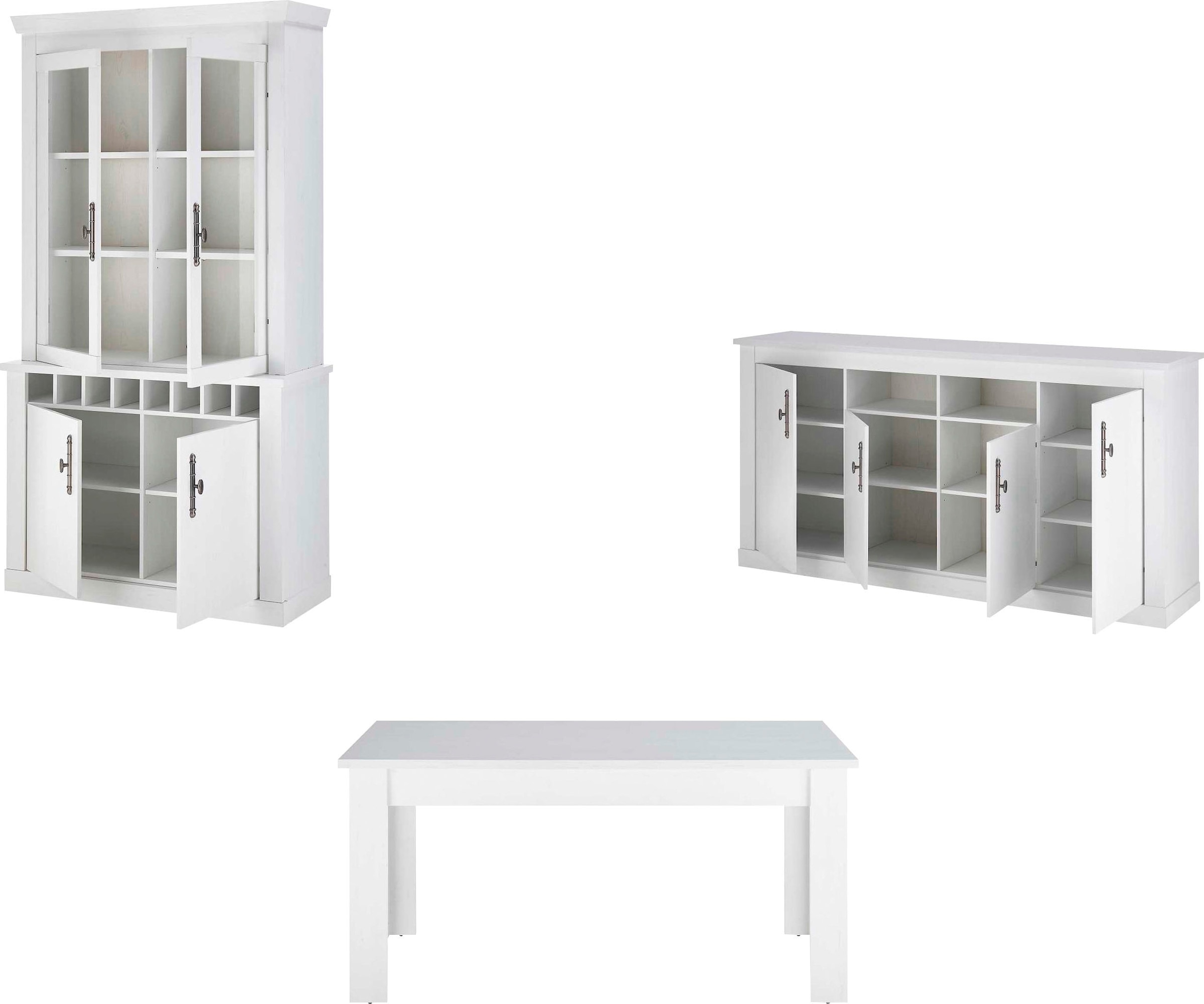 Home affaire Wohnwand »RAVENNA«, (3 St.), im romantischen Landhausstil, Griffe aus Metall, Softclose-Funktion