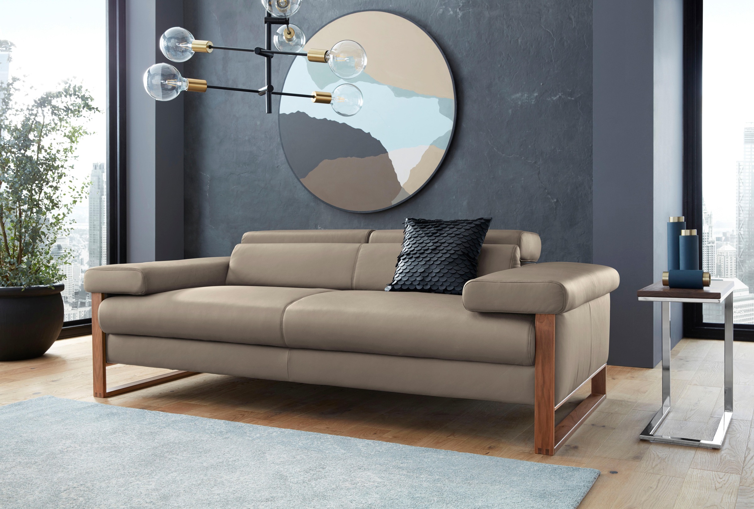 W.SCHILLIG 2-Sitzer »finn«, German Design Award 2016, Fußgestell Nussbaum natur, Breite 210 cm