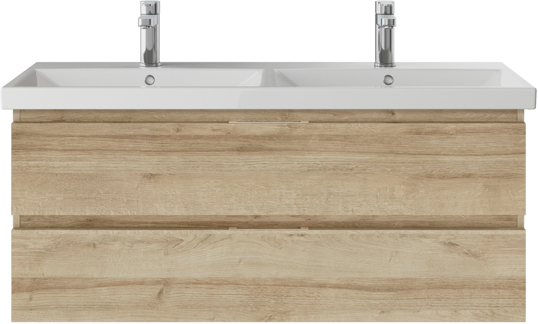 Saphir Badmöbel-Set »Serie 4035 2-teilig, Keramik-Doppelwaschtisch mit LED-Spiegelschrank« Set, 