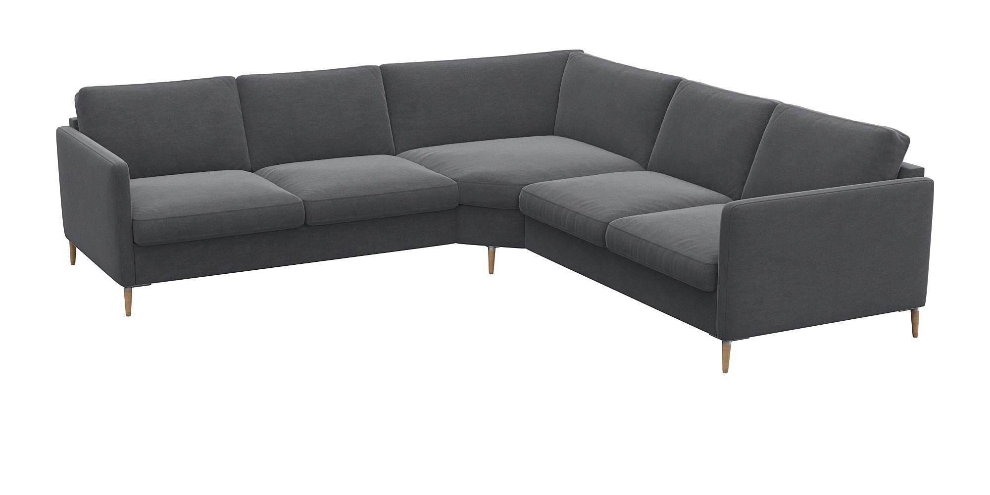 FLEXLUX Ecksofa »Fiore, gleichschenklig, bequem durch hochwertigem Sitzaufbau«, schmale Armlehnen, Kaltschaum, Füße Alu+ Eiche