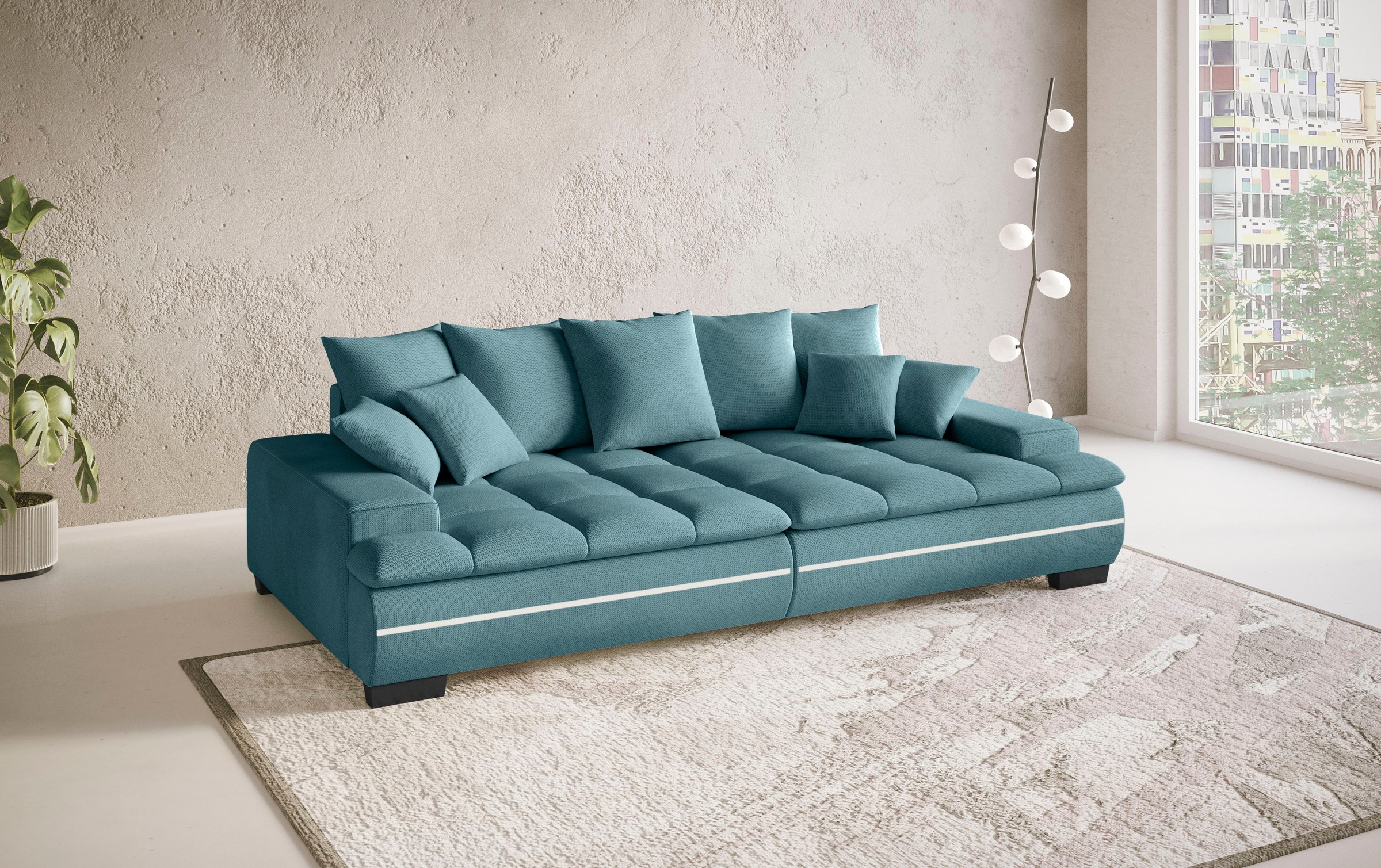 Mr. Couch Big-Sofa »Haiti II RGB-LED«, RGB-LED Beleuchtung, mit Handwerklich gearbeiteter Komfort-Steppung