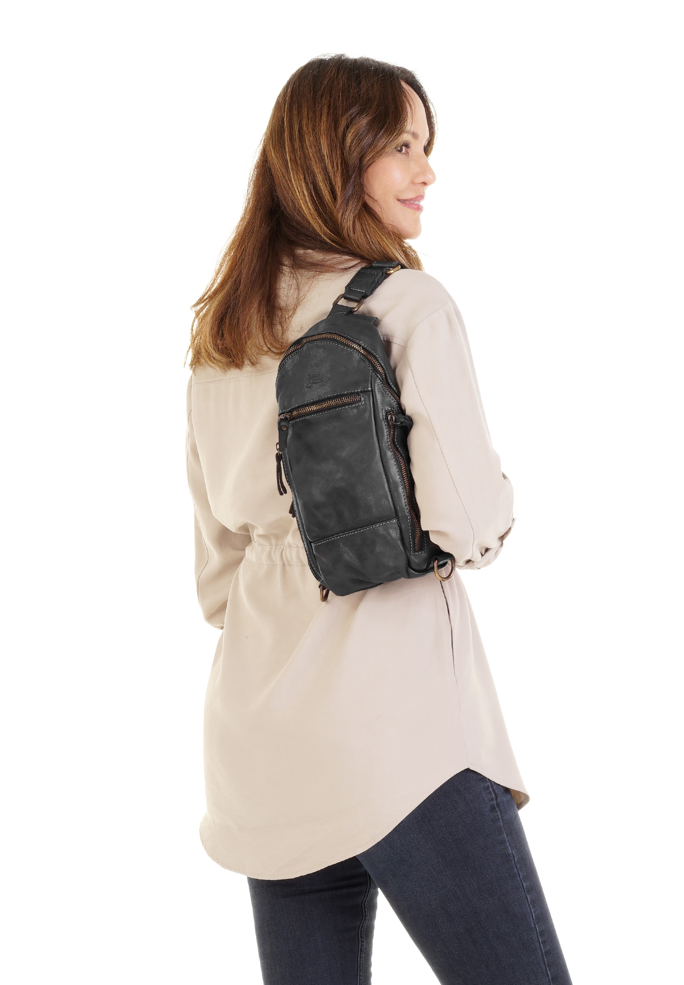 X-Zone Umhängetasche echt Leder, Made in Italy