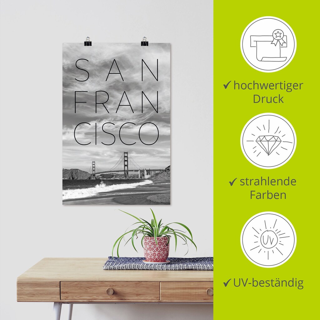 Artland Poster »Golden Gate Bridge & Baker Beach«, San Francisco, (1 St.)