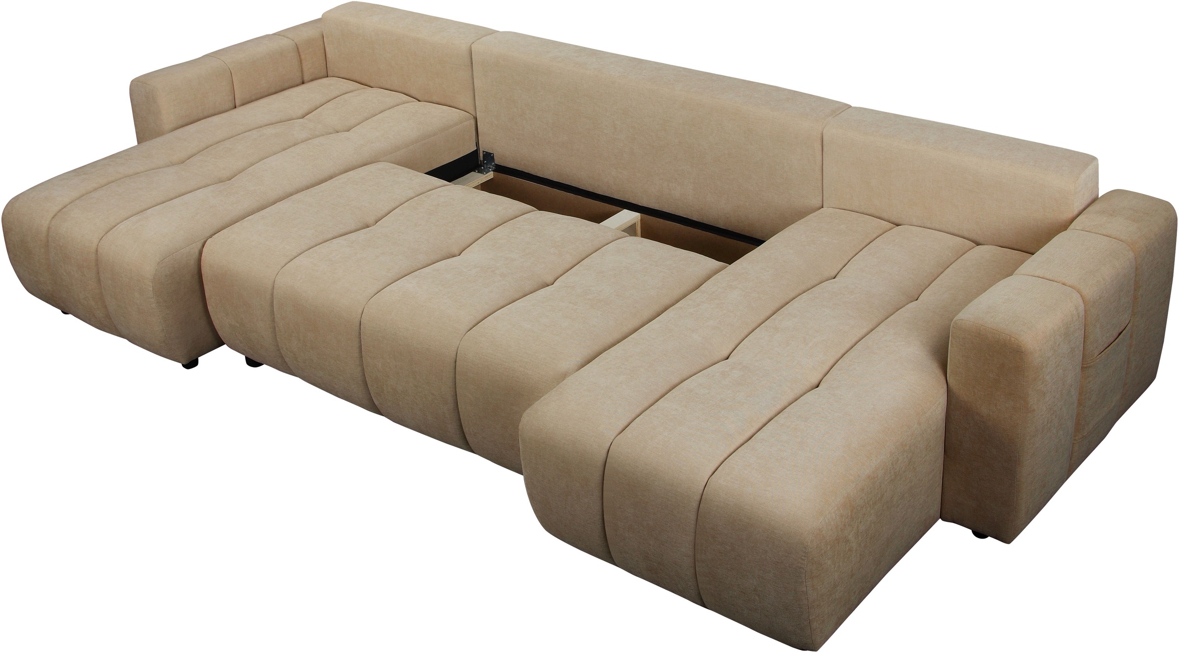OTTO home Wohnlandschaft »YLVAA U-Form, 311 cm - Schlafsofa« Schlaffunktion (132/269), Boxspring, Bettkasten, Feinstruktur-Bezug