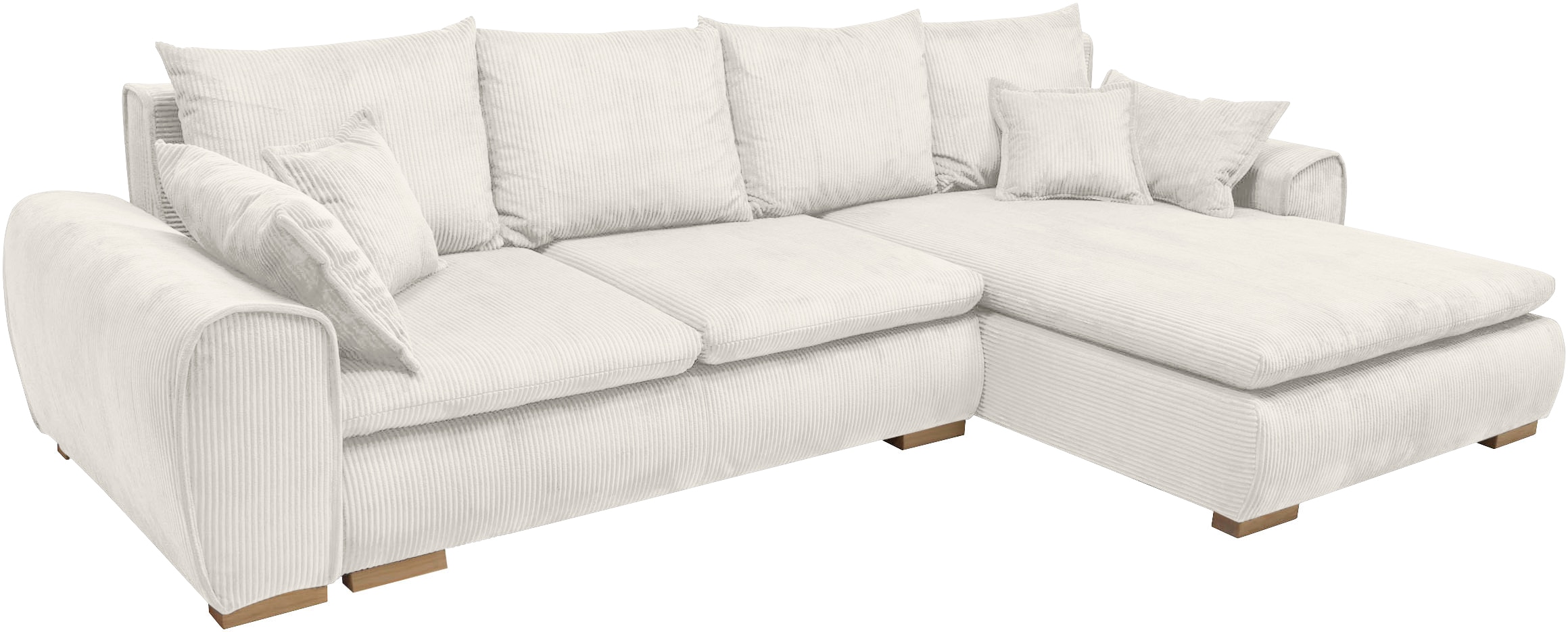 Home affaire Ecksofa »Katja L-Form, B: 325 cm«, mit Bettfunktion, Bettkasten & 4 Zierkissen