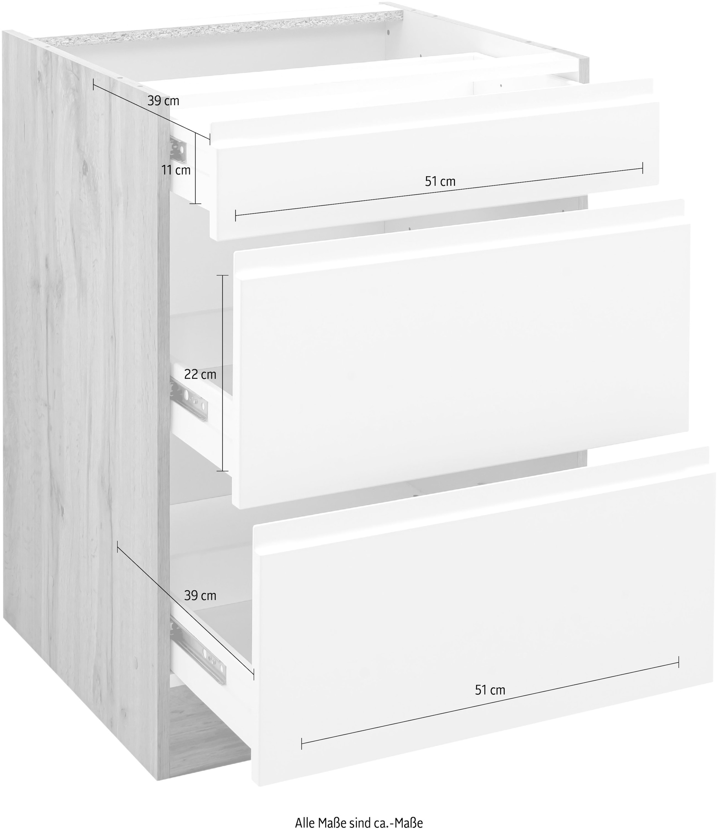 KOCHSTATION Unterschrank »KS-Bruneck« >>Bruneck<< 60 cm breit, für viel Stauraum, hochwertige MDF-Fronten