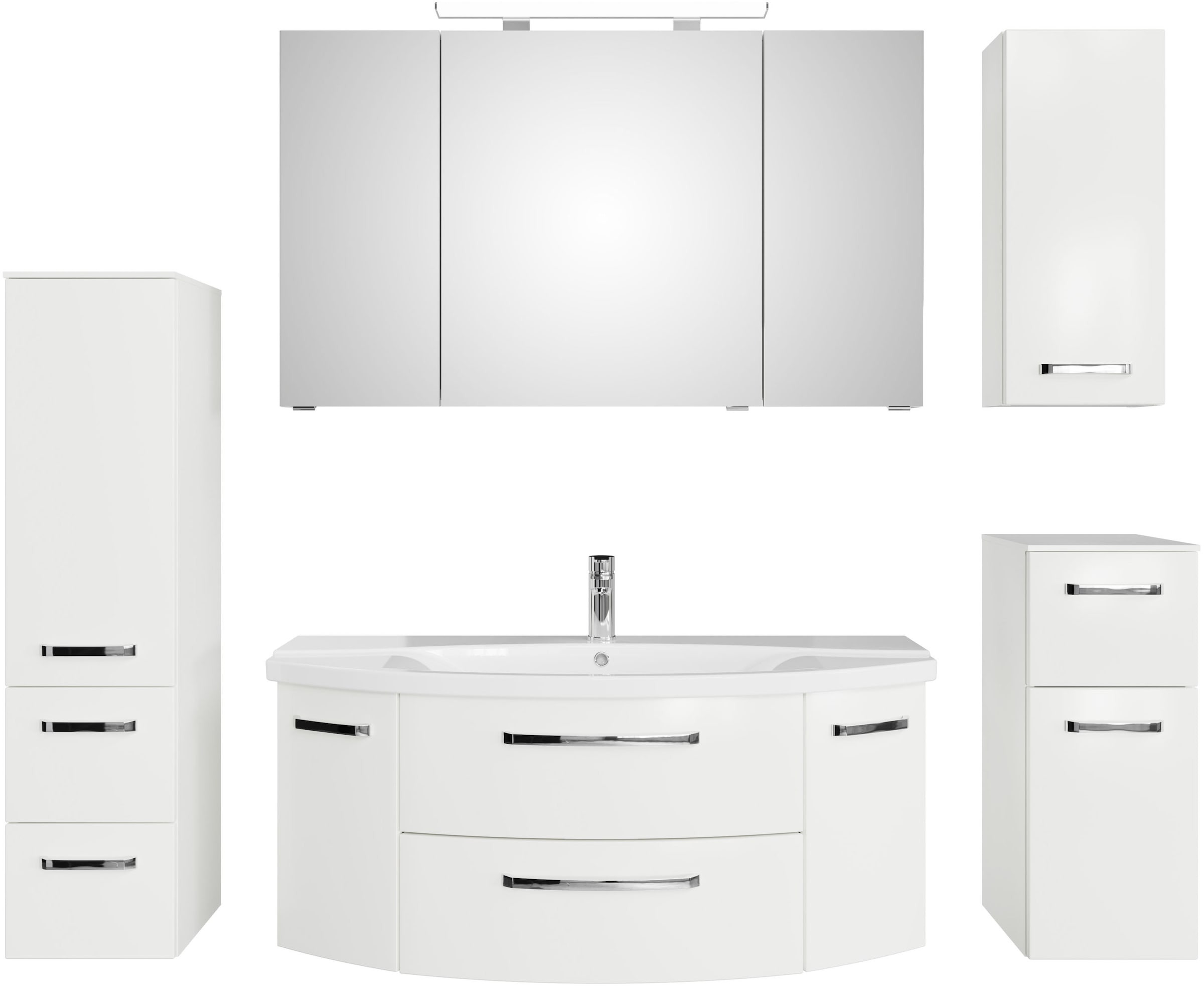 Saphir Badmöbel-Set »Serie 4010 5-teilig Keramik-Waschtisch mit LED-Spiegel günstig online kaufen