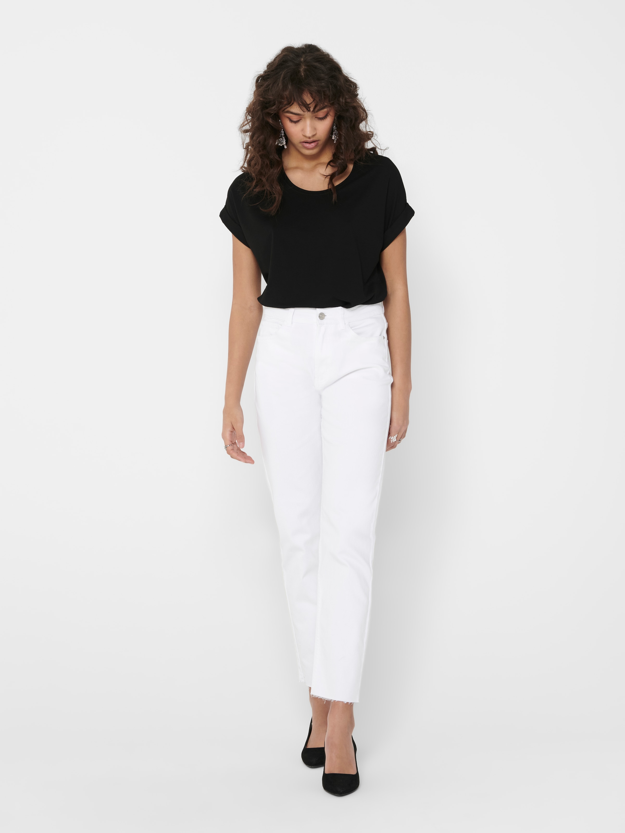 ONLY T-Shirt »ONLMOSTER – T-Shirt mit melierter Optik und elastischem Material« meliert, casual, lässig geschnitten, Viskosemischung, Rundhals