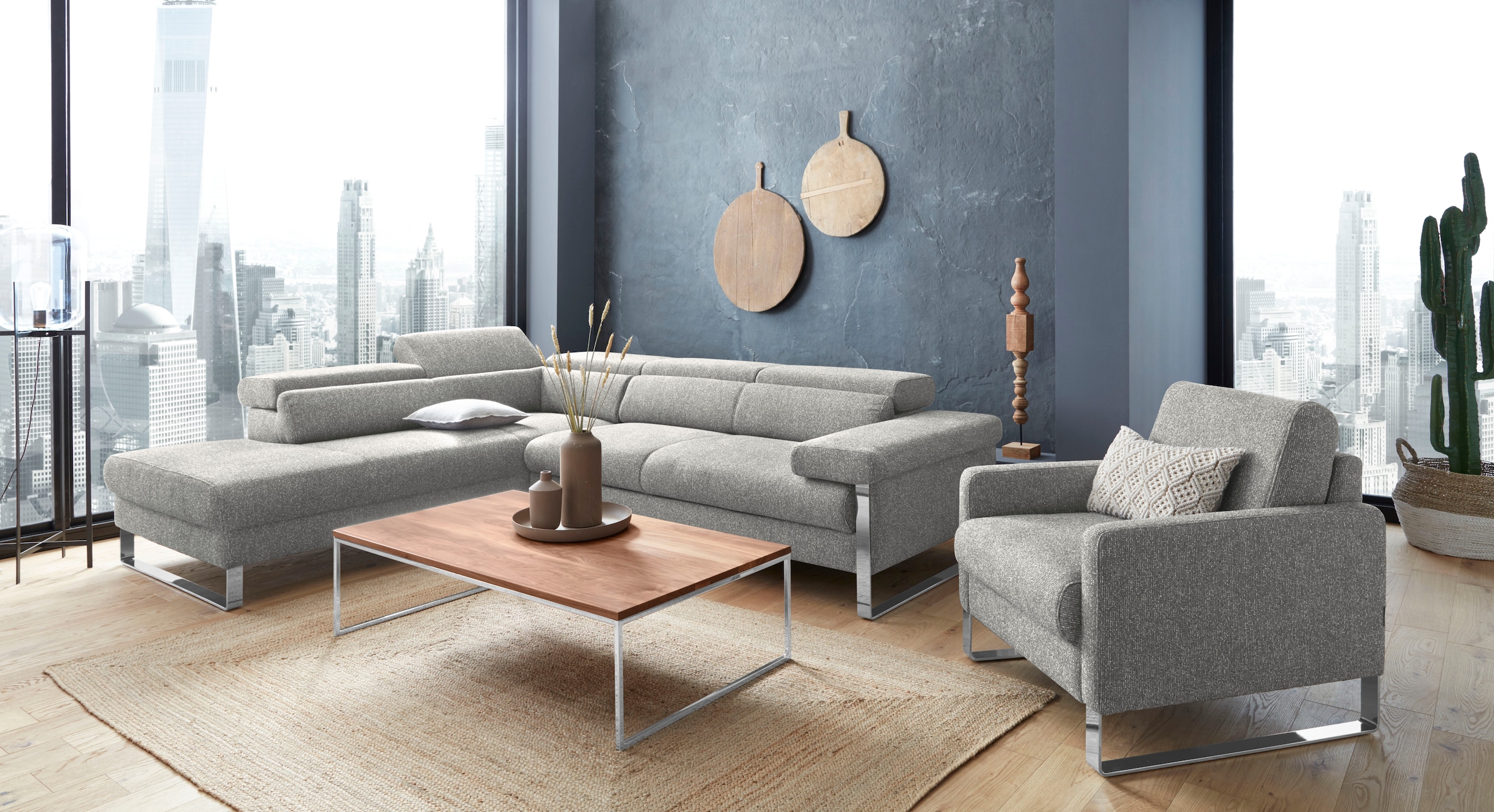 W.SCHILLIG Ecksofa "finn", German Design Award 2016, Fußgestell Chrom glänz günstig online kaufen