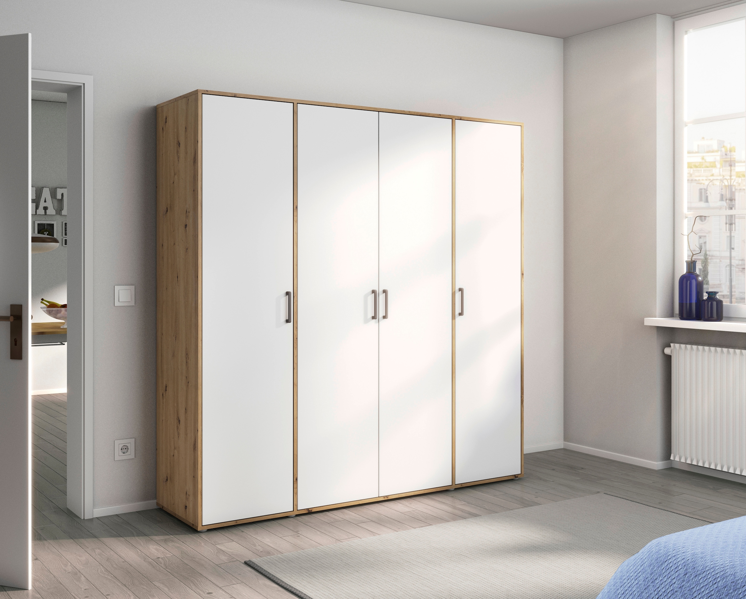rauch Kleiderschrank »VOYAGER Garderobe Wäscheschrank TOPSELLER Schlafzimmer«, (in 3 verschiedenen Ausstattungen BASIC/CLASSIC/PREMIUM), Schrank mit modernen Griffen in viel Stauraum MADE IN GERMANY