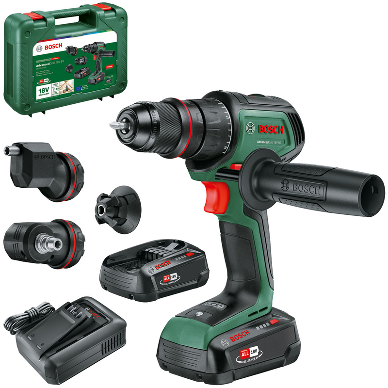 BOSCH HOME & GARDEN Akku-Bohrschrauber »»AdvancedDrill 18V-80 QuickSnap«« Inkl. 2x Akku PBA 18V 2, 5Ah und Ladegerät blau