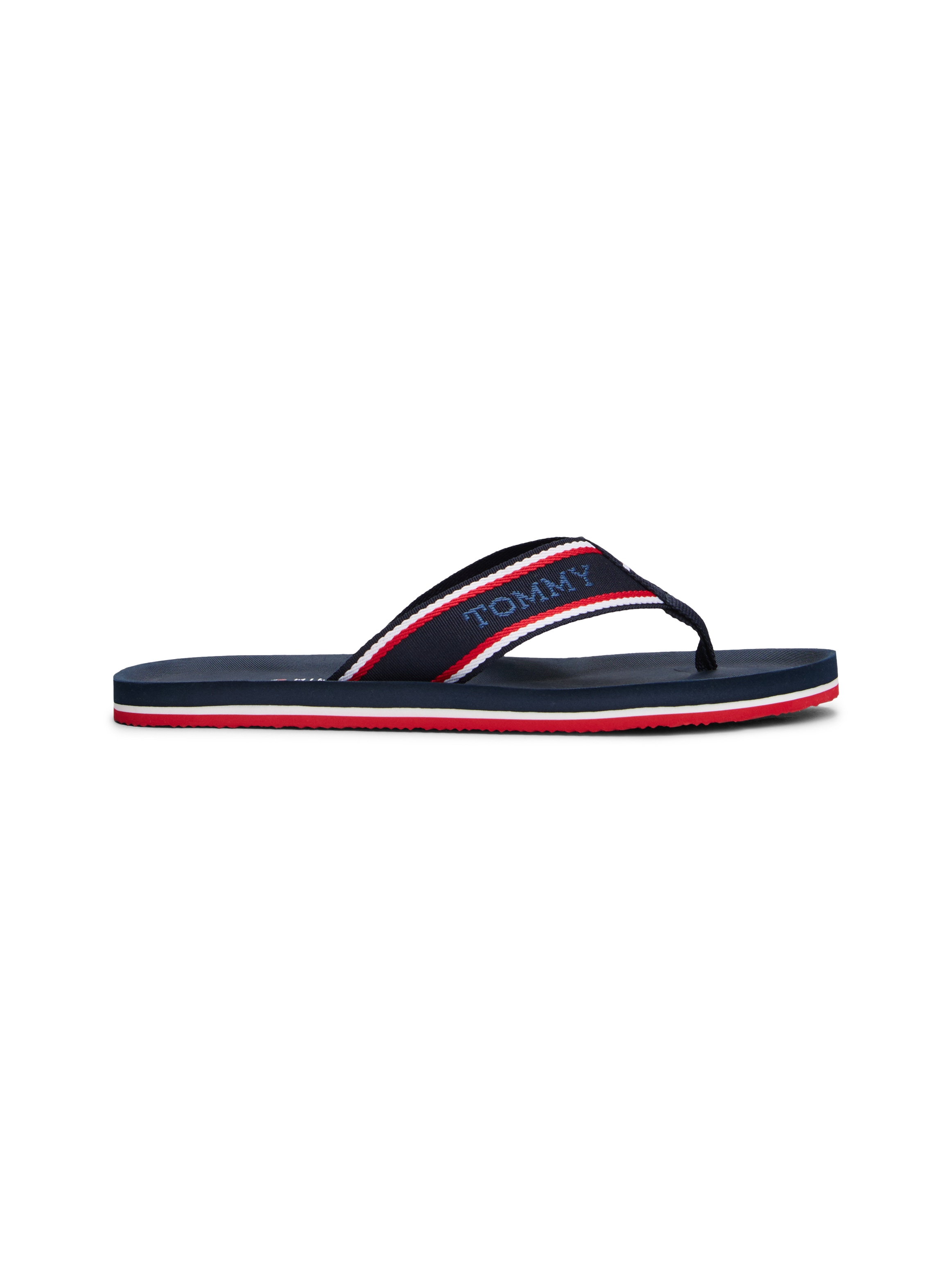 Tommy Hilfiger Zehentrenner »COMFORT HILFIGER BEACH SANDAL«, Sommerschuh, Strandschuh mit plakativem Logo-Schriftzug