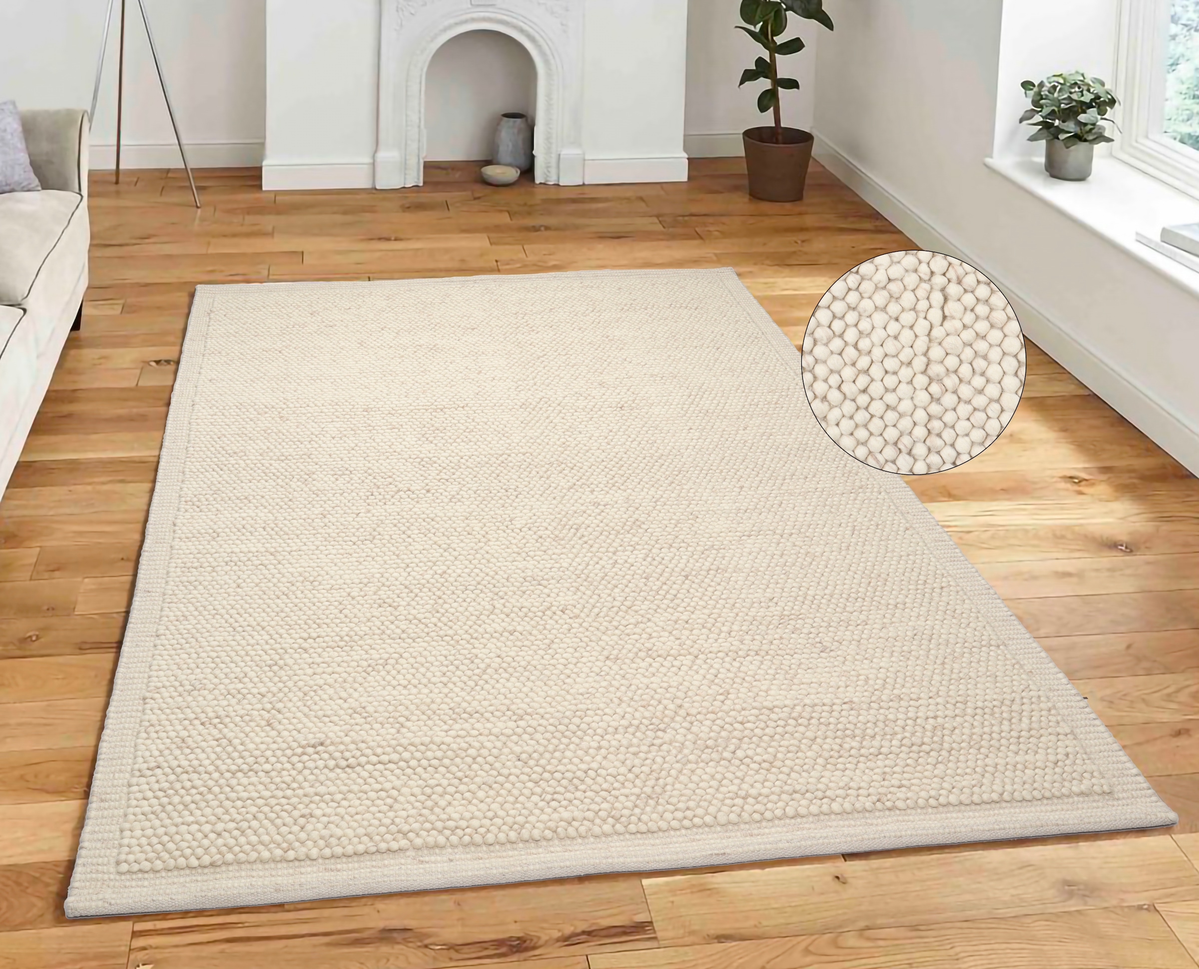 my home Wollteppich »Wolly Rahmen, Wolle«, rechteckig, 14 mm Höhe, Handweb günstig online kaufen