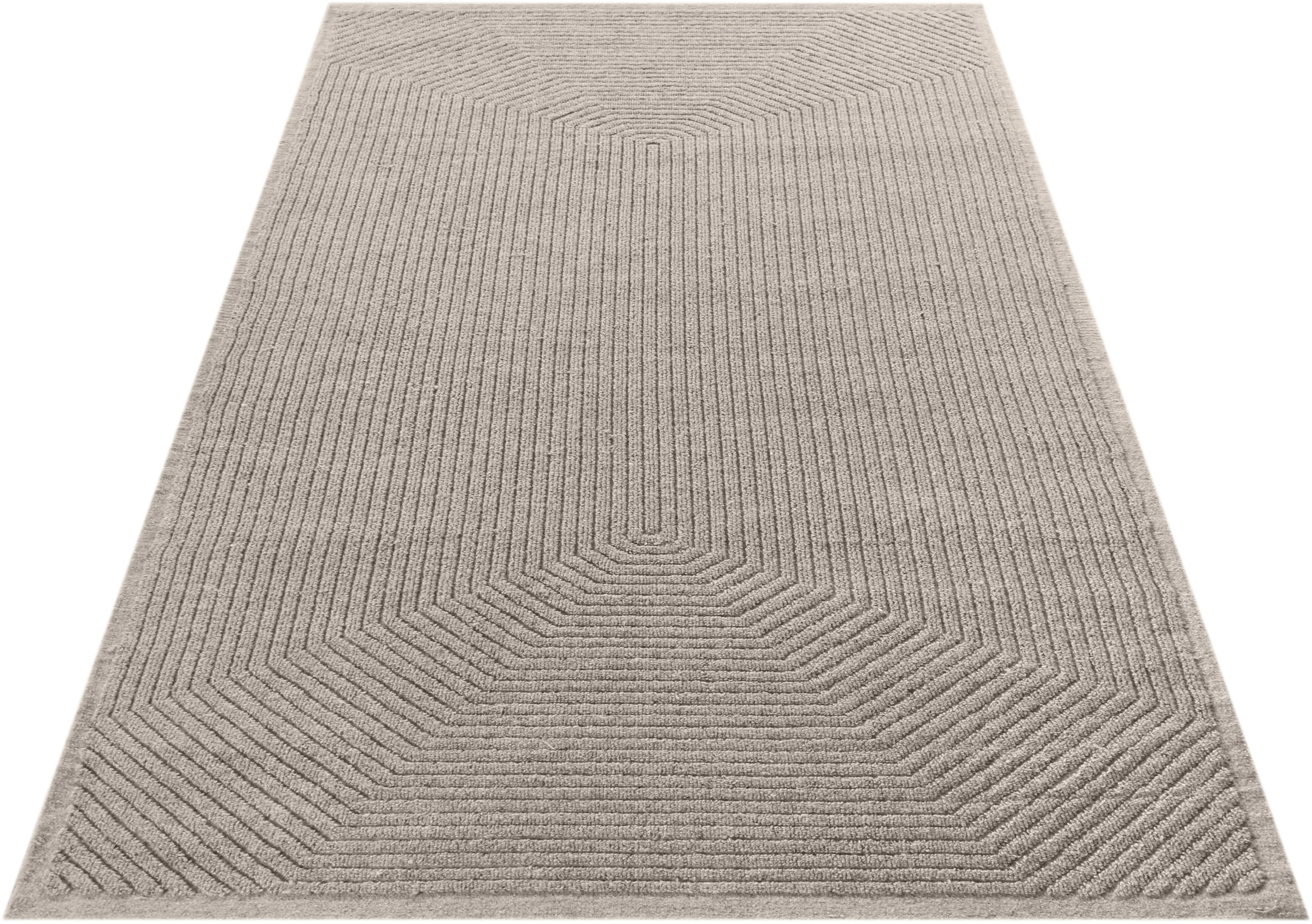 my home Wollteppich »Sola«, rechteckig, 12 mm Höhe, Hoch-Tief-Struktur, Handgearbeitet,Wohnzimmer, Schlafzimmer, Esszimmer