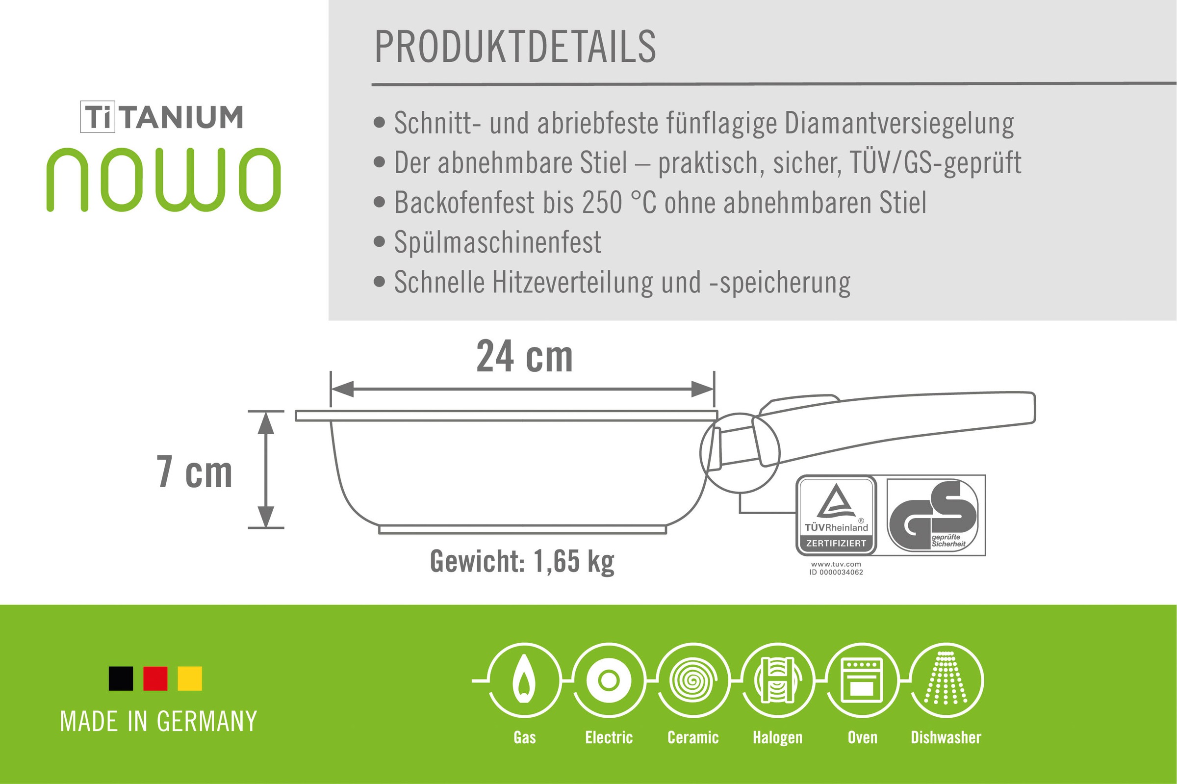 WOLL MADE IN GERMANY Bratpfanne »Nowo Titanium« Aluminiumguss 1 Stk. tlg. Made in Germany