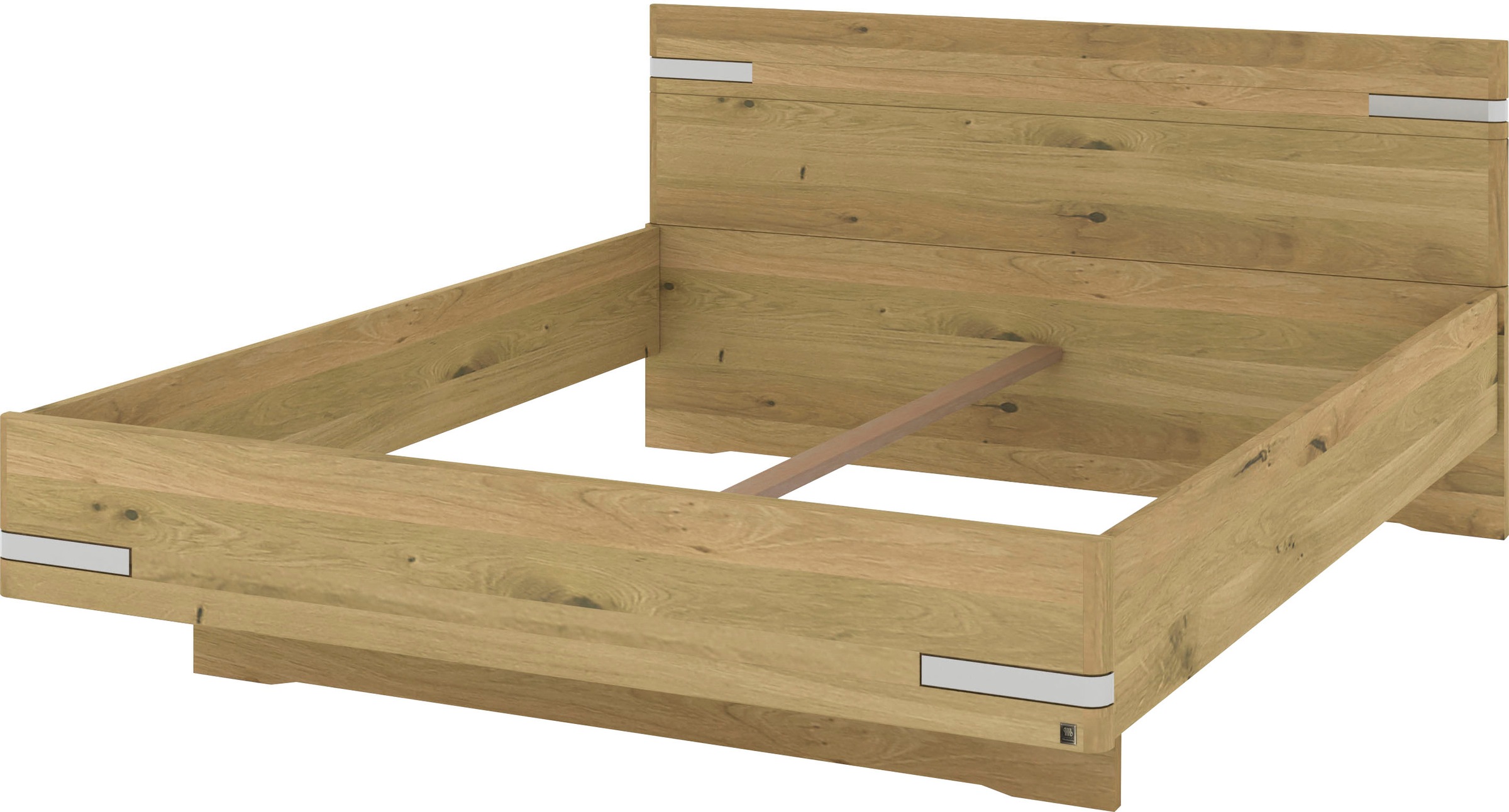Musterring Holzbett »Savona«, (Belastbarkeit 220 Kg, 4-fache Liegehöhenverstellung, MADE IN GERMANY), Kopfteil in Bianco-Eiche massiv, Details in Chrom, verschiedene Größen