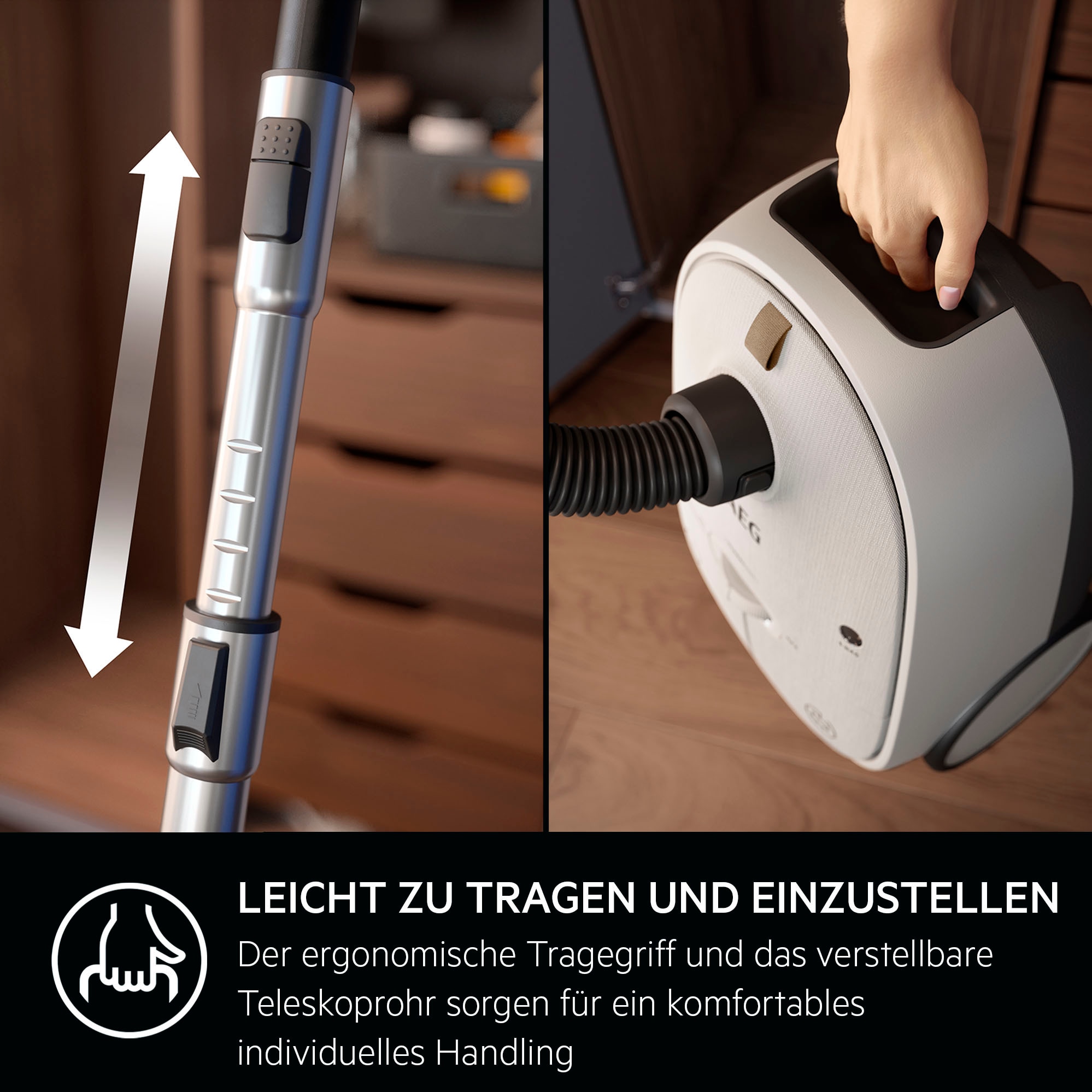 6000 % Beutel, hohe Bodenstaubsauger 850 Saugleistung, AEG »HYGIENIC 50 W, inkl. Zusatzdüsen, bestellen (AB61H6SW)«, Recyclingkunststoff mit