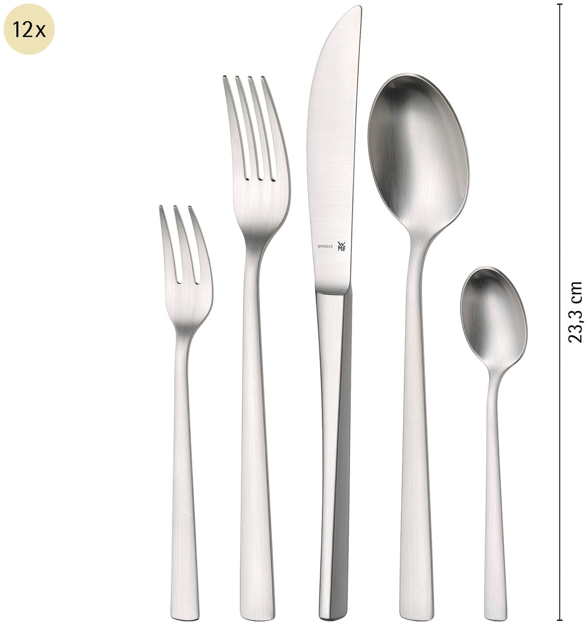 WMF Besteck-Set »Corvo«, (Set, 66 tlg.), mattiert, kratzbeständig, ergonomisch, spülmaschinenfest