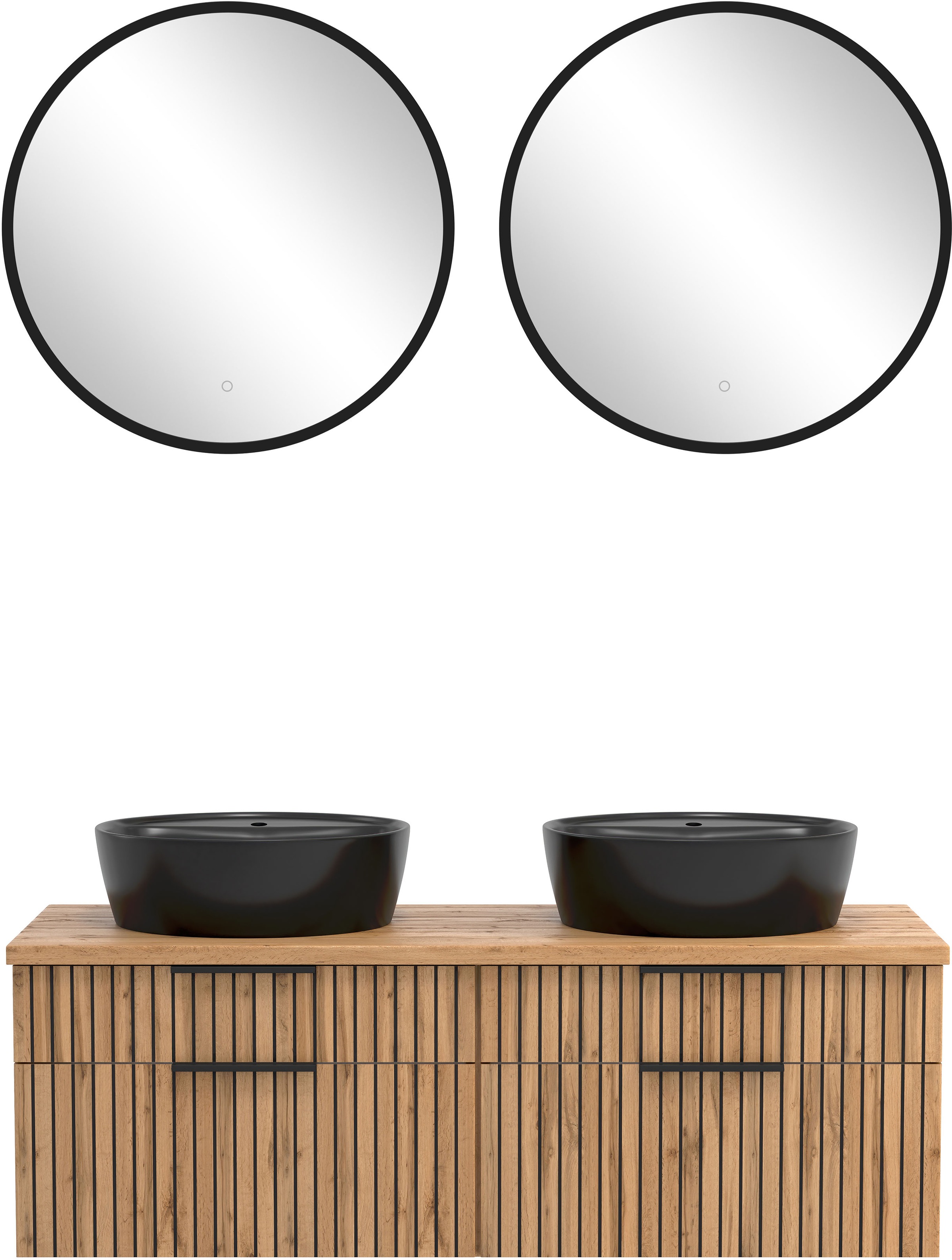 welltime Badmöbel-Set »Welltime, Carlton Waschtisch-Set, 80 oder 120 cm, gestreift«, (3 St.)