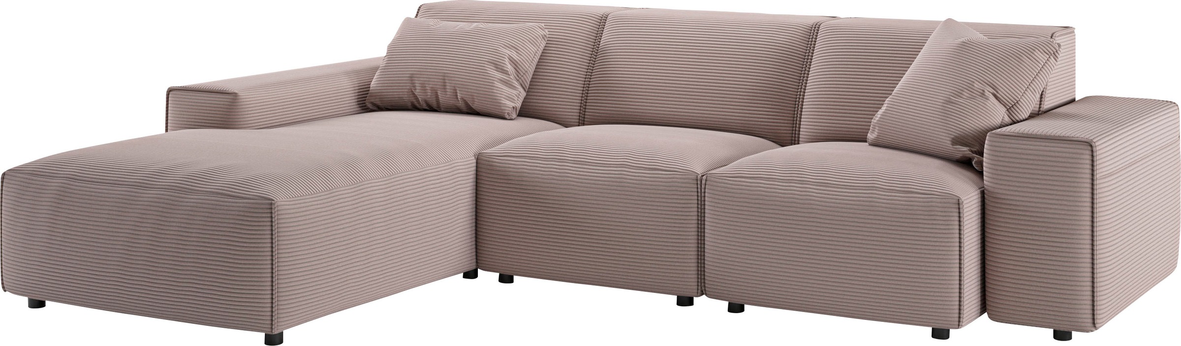 andas Ecksofa »Glimminge L-Form auch in Breitcord, Feincord + Easy care-Bezug,«, Breite 264, Zierkissen