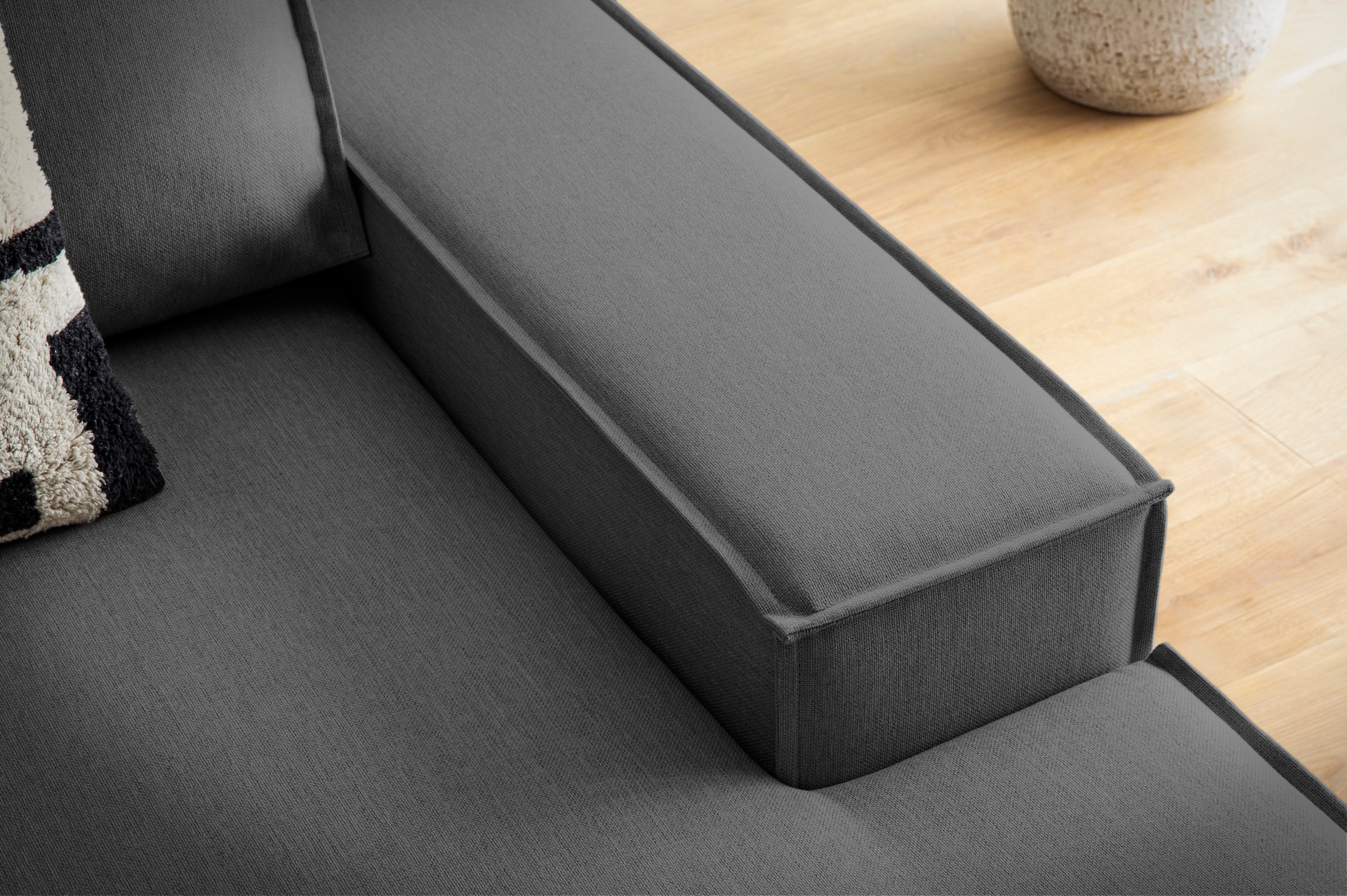 Home affaire Ecksofa »SHERWOOD, Schlafsofa in L-Form offen (275cm), Cord, Leinenoptik«, Schlaffunktion und Bettkasten, Kedernaht, hoher Sitz- & Liegekomfort