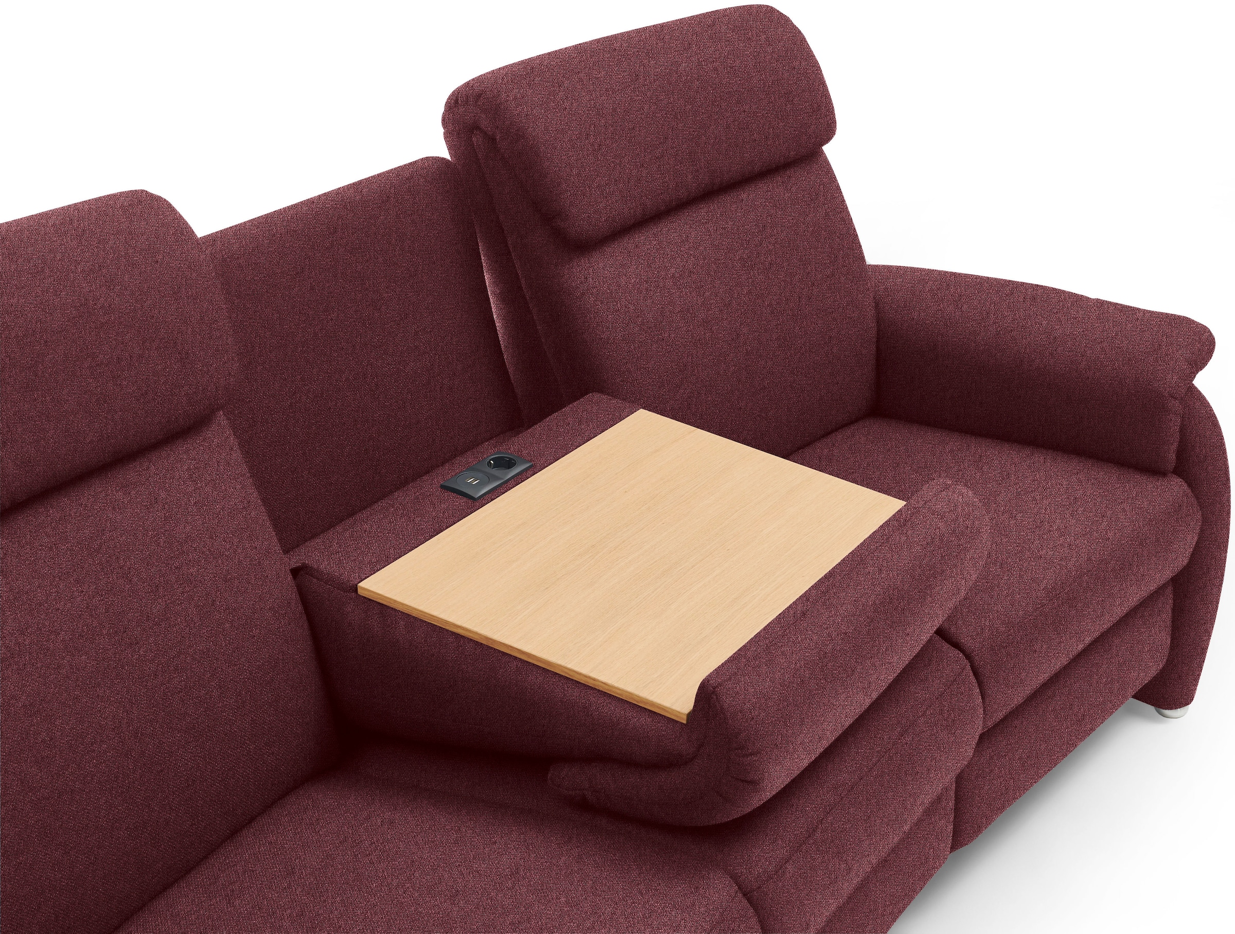 Home affaire 3-Sitzer »Turin mit Steckdose und USB-Port auch in Easy care-Bezug«, 2 x vollmotorische Relaxfunktion, herunterklappbarer Tisch