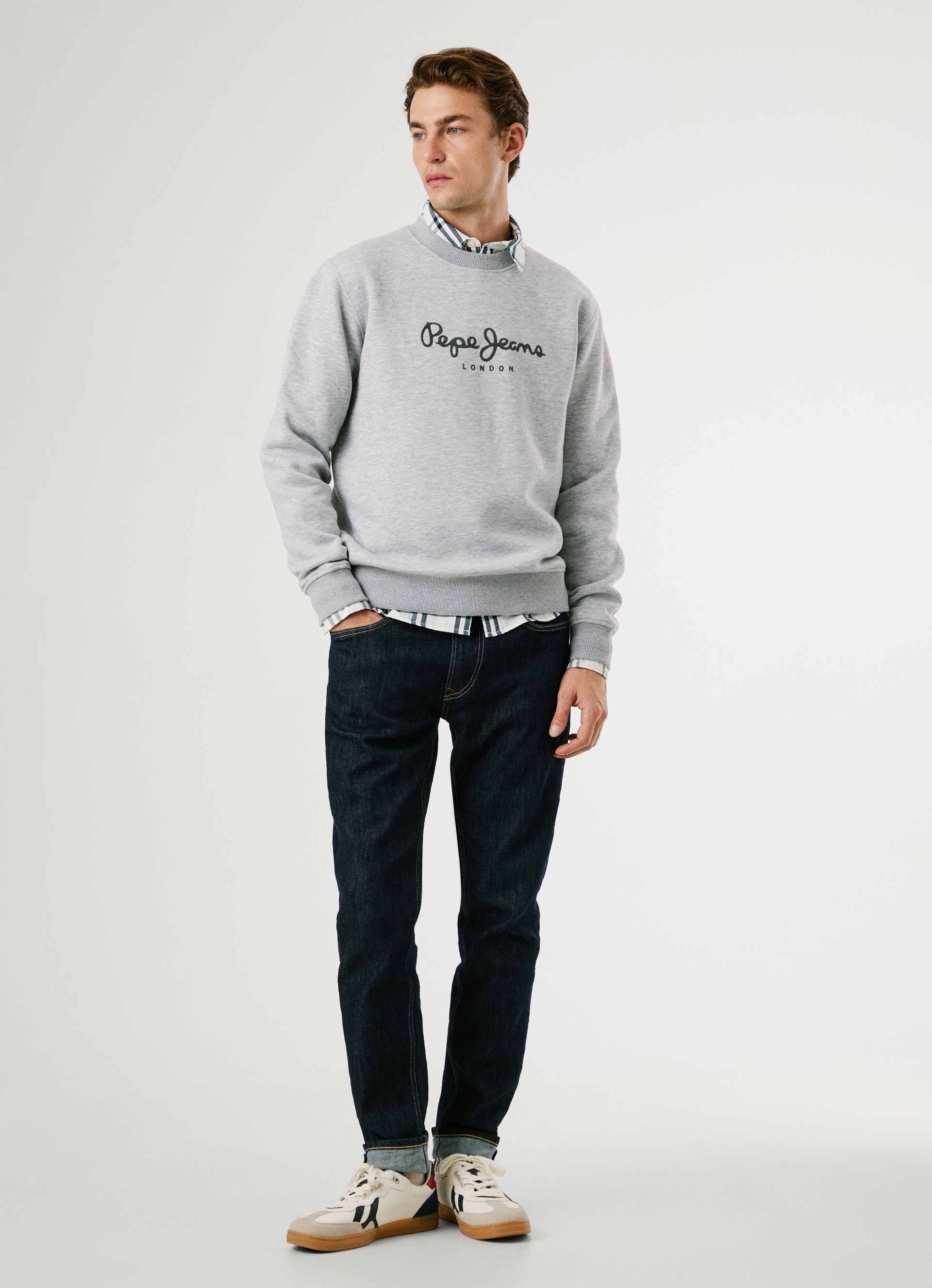 Pepe Jeans Sweatshirt »MACBETH MELANGE CREW« Rundhalsausschnitt, Logo