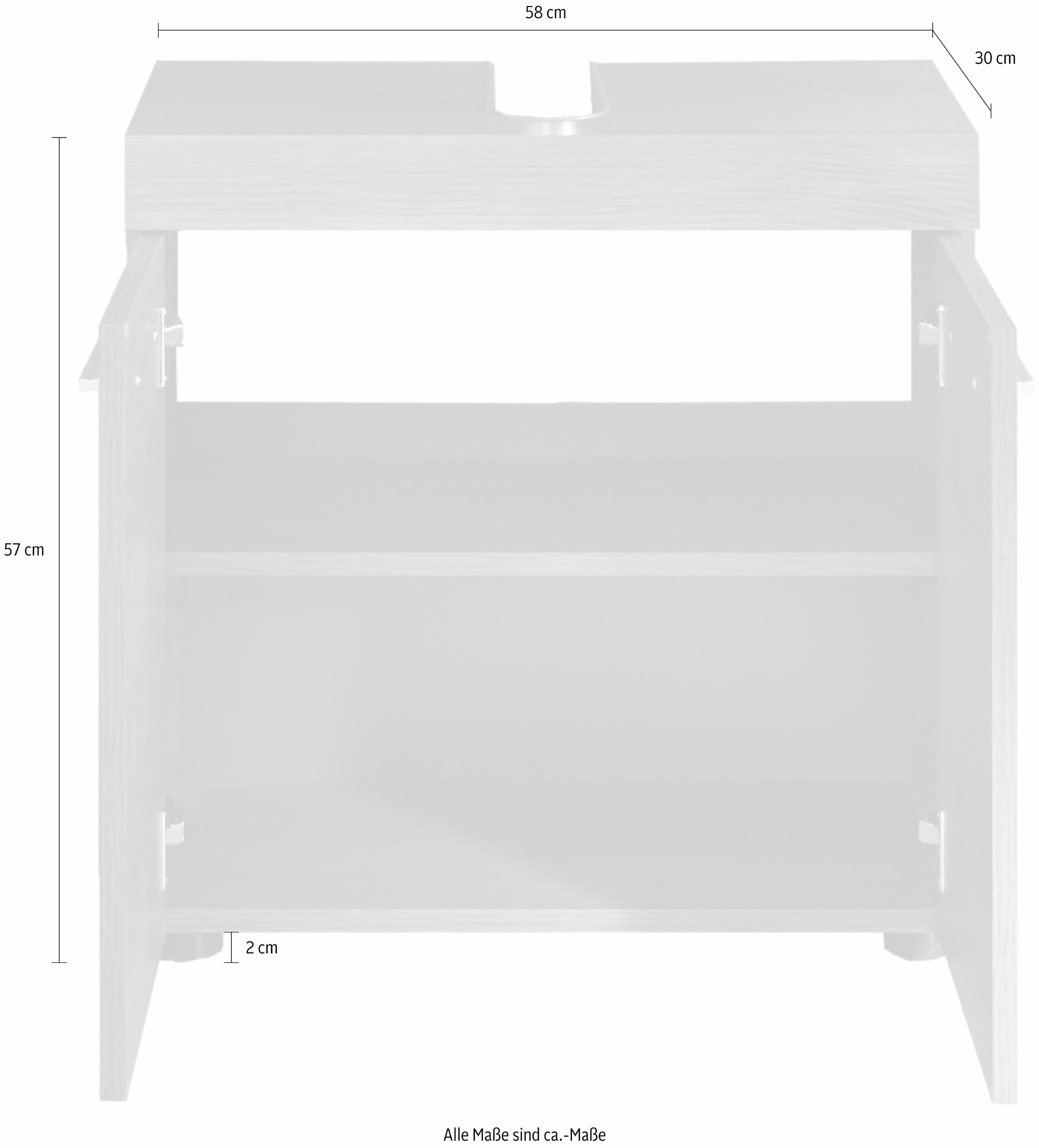 welltime Waschbeckenunterschrank »Royan«, Waschtisch mit 2 Fächern in Rauchsilber - Maße (B/T/H) 58/31/57 cm