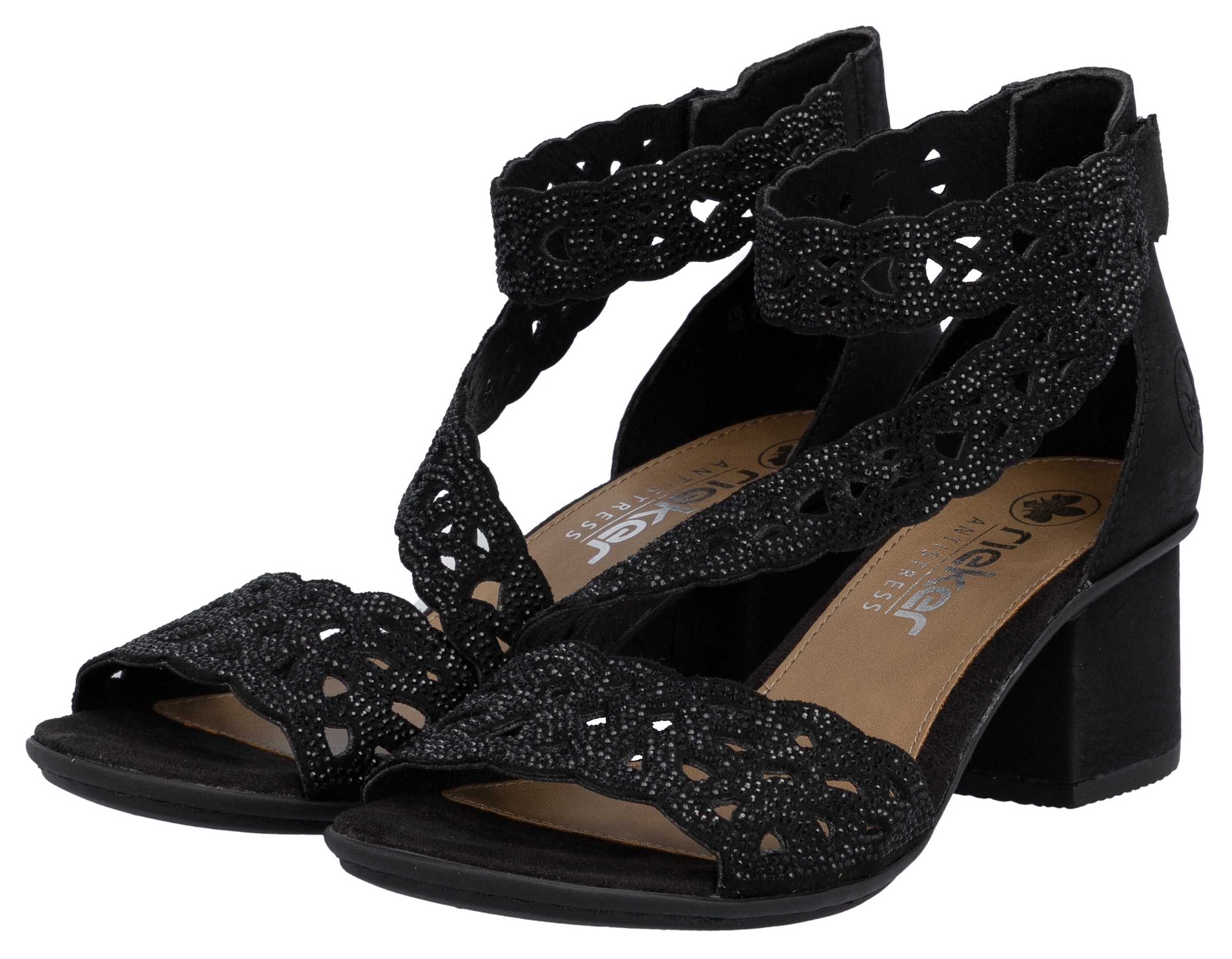 Rieker Sandalette  Festtagsschuh, Blockabsatz, mit praktischem Klettverschluss