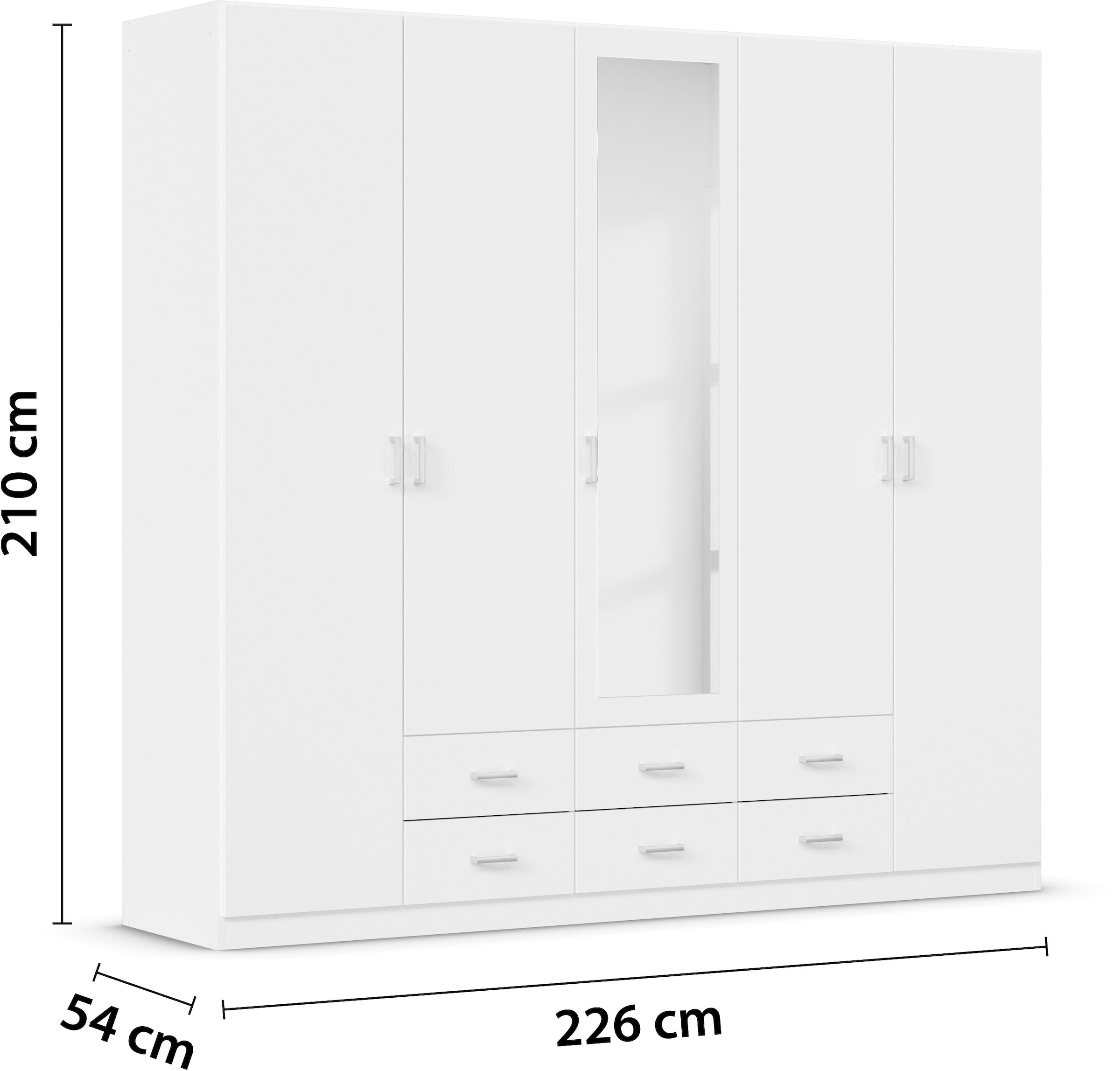 rauch Kleiderschrank »Schrank Garderobe Wäscheschrank GAMMA in 3 Breiten«, viel Stauraum mit 6 Schubladen, mit Spiegel TOPSELLER MADE IN GERMANY