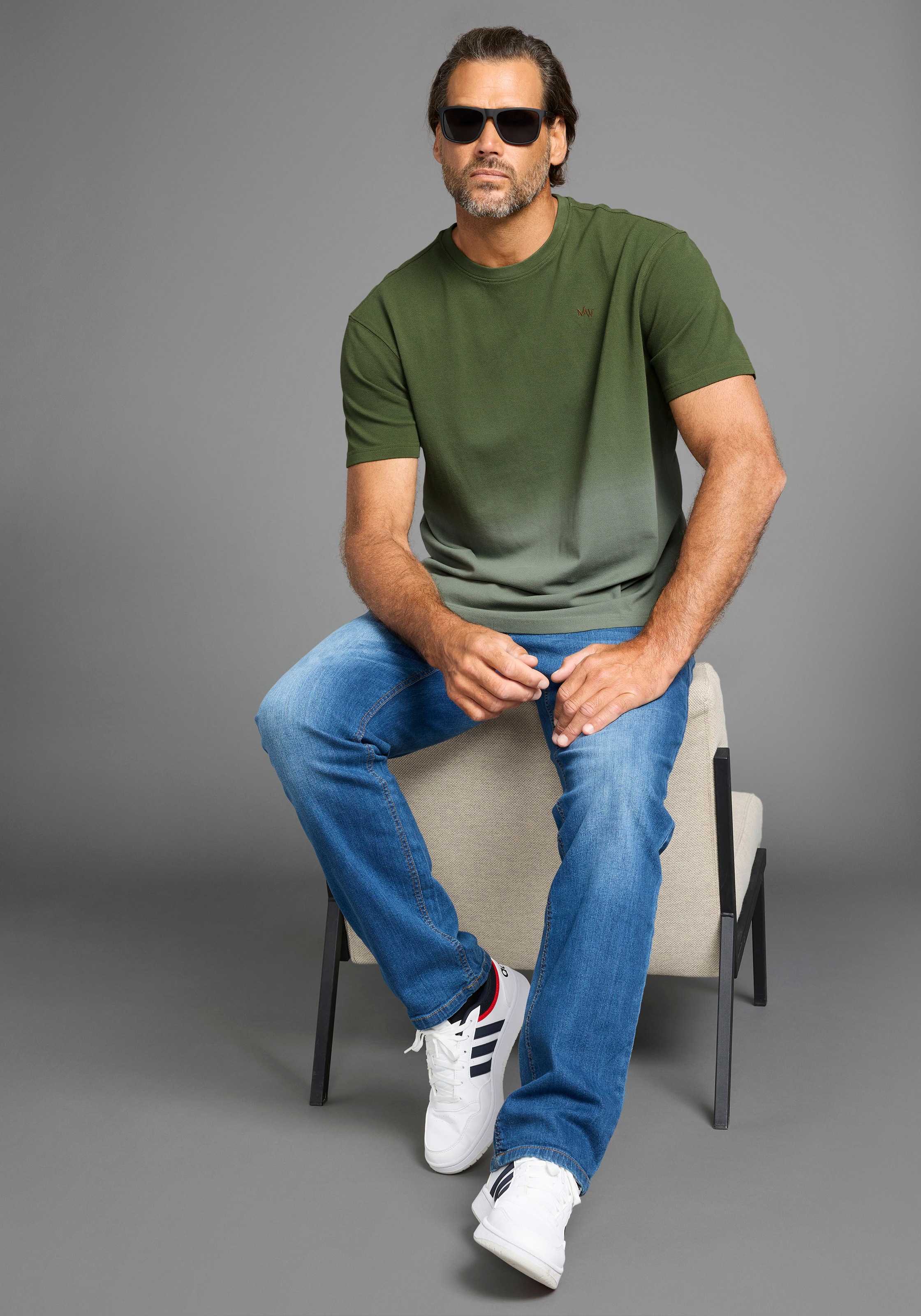 Man's World T-Shirt, Kurzarm, Regular Fit, unifarben, Rundhalsausschnitt